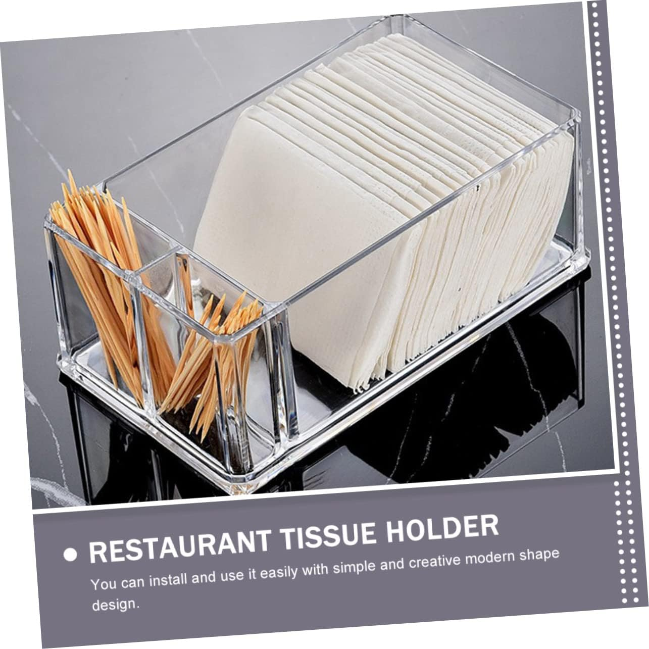 2Pcs Tissue Holders Desktop Napkin Dispenser Convenient Tissue Case for Home Office Restaurant Use image number 6
