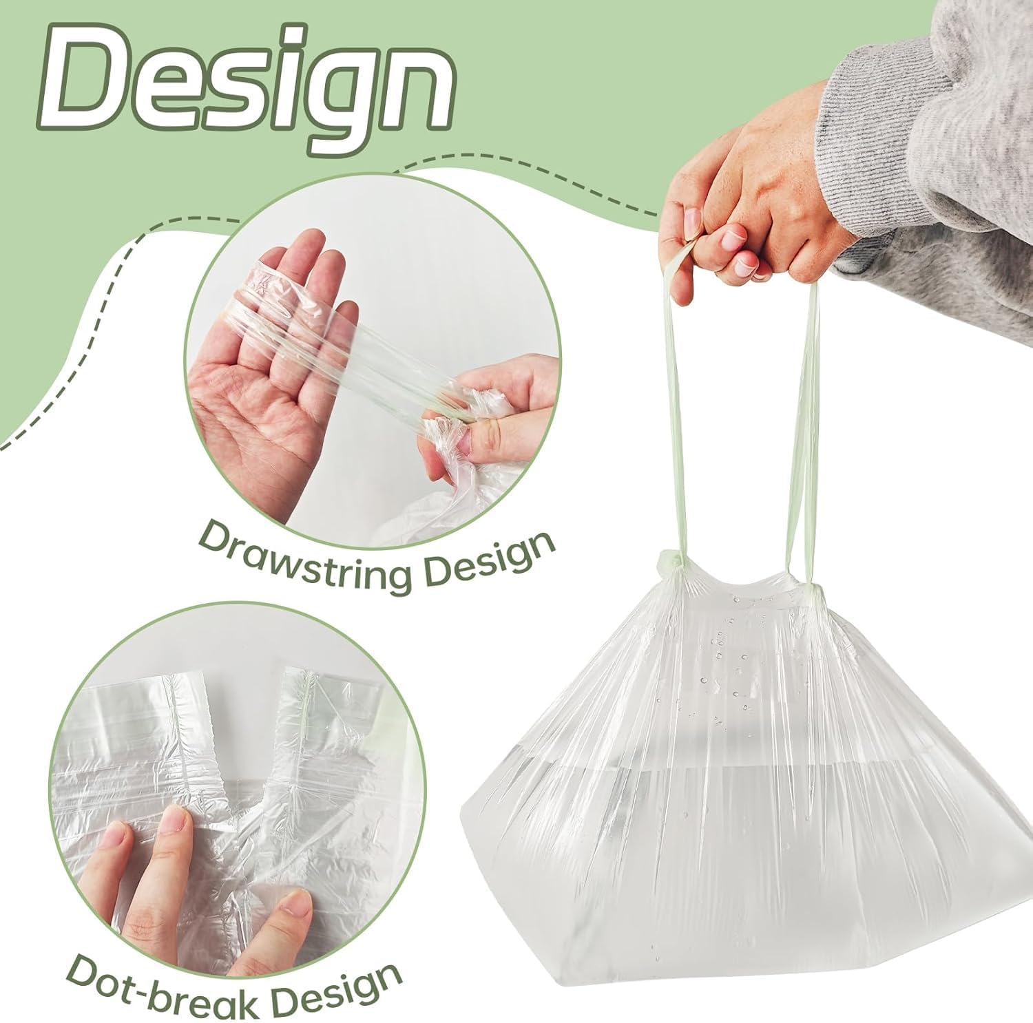 300 Pack Potty Chair Liners with Drawstring,Training Toilet Seat Potty Bags,Disposable Cleaning Bag for Kids Toddler Adults Pet Outdoors(44 X 24 Cm) image number 6