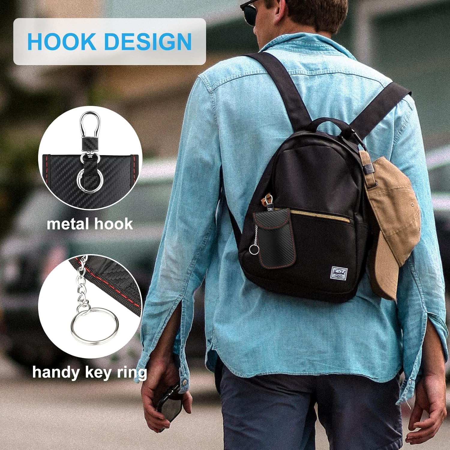 Faraday Pouch for Car Keys, [New Upgrade] Diyife Car Key RFID Signal Blocking Pouch with Keyring, Waterproof Faraday Bag Key Fob Protector, Anti-Theft Keyring Pouch, Remote Entry Keyless-2 Pack