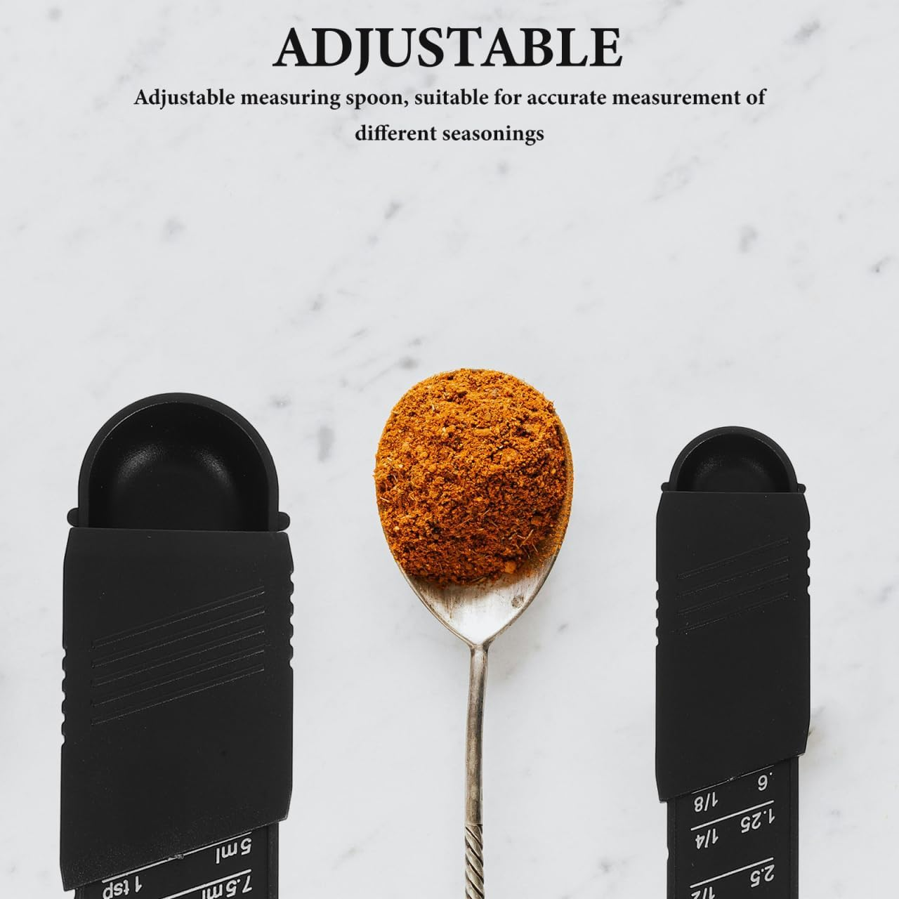 Cabilock Adjustable Measuring Spoon Set 2Pcs Sliding Scale Spoons for Accurate Baking Cooking Measurement of Powders and Liquids Kitchen Tool image number 2