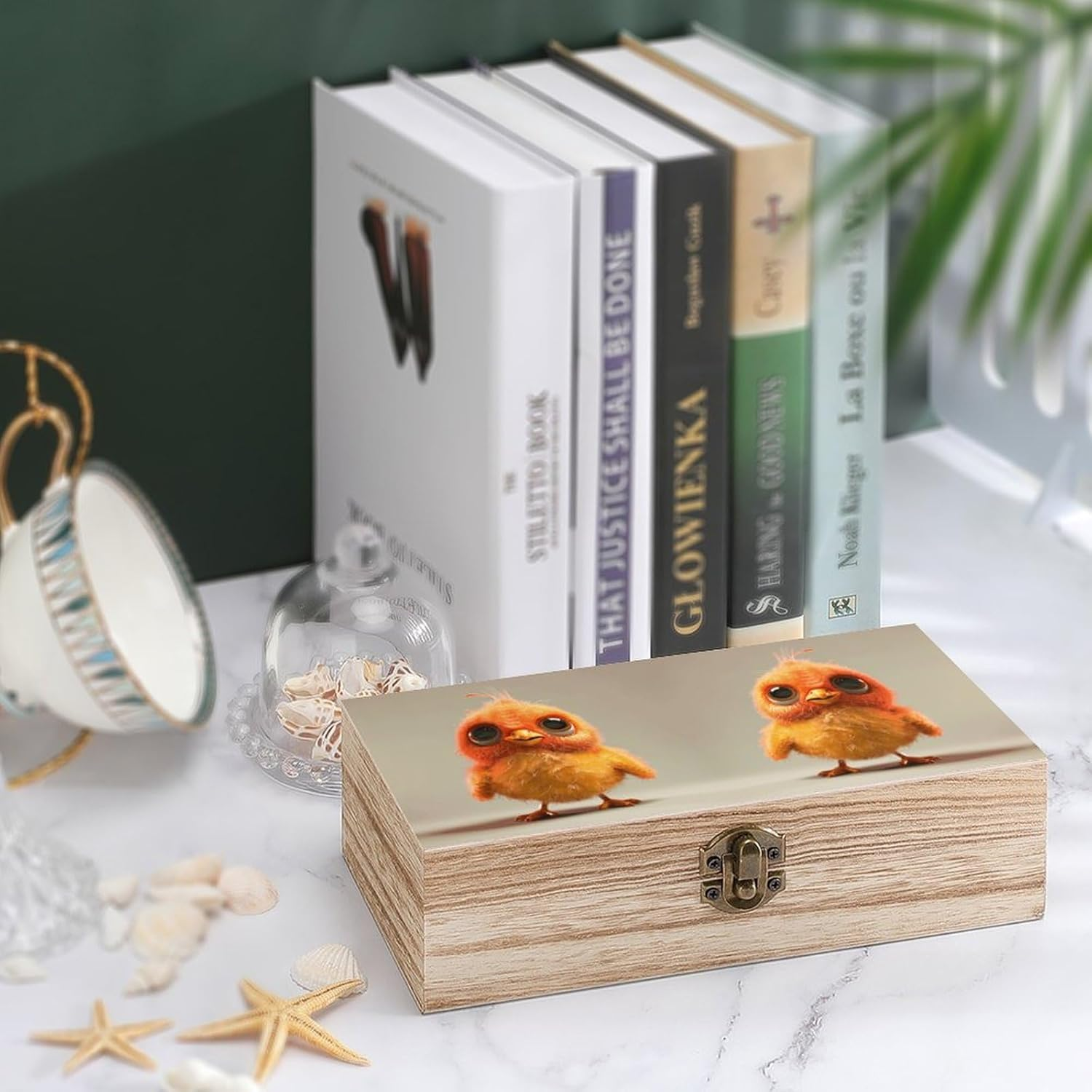 Cute Chicken Wooden Box Wood Wedding Keepsake Boxes with Lids Small Decorative Boxes Lightweight Wooden Memory Storage Box for Crafts Keepsakes Jewelry Photo Letter Storage