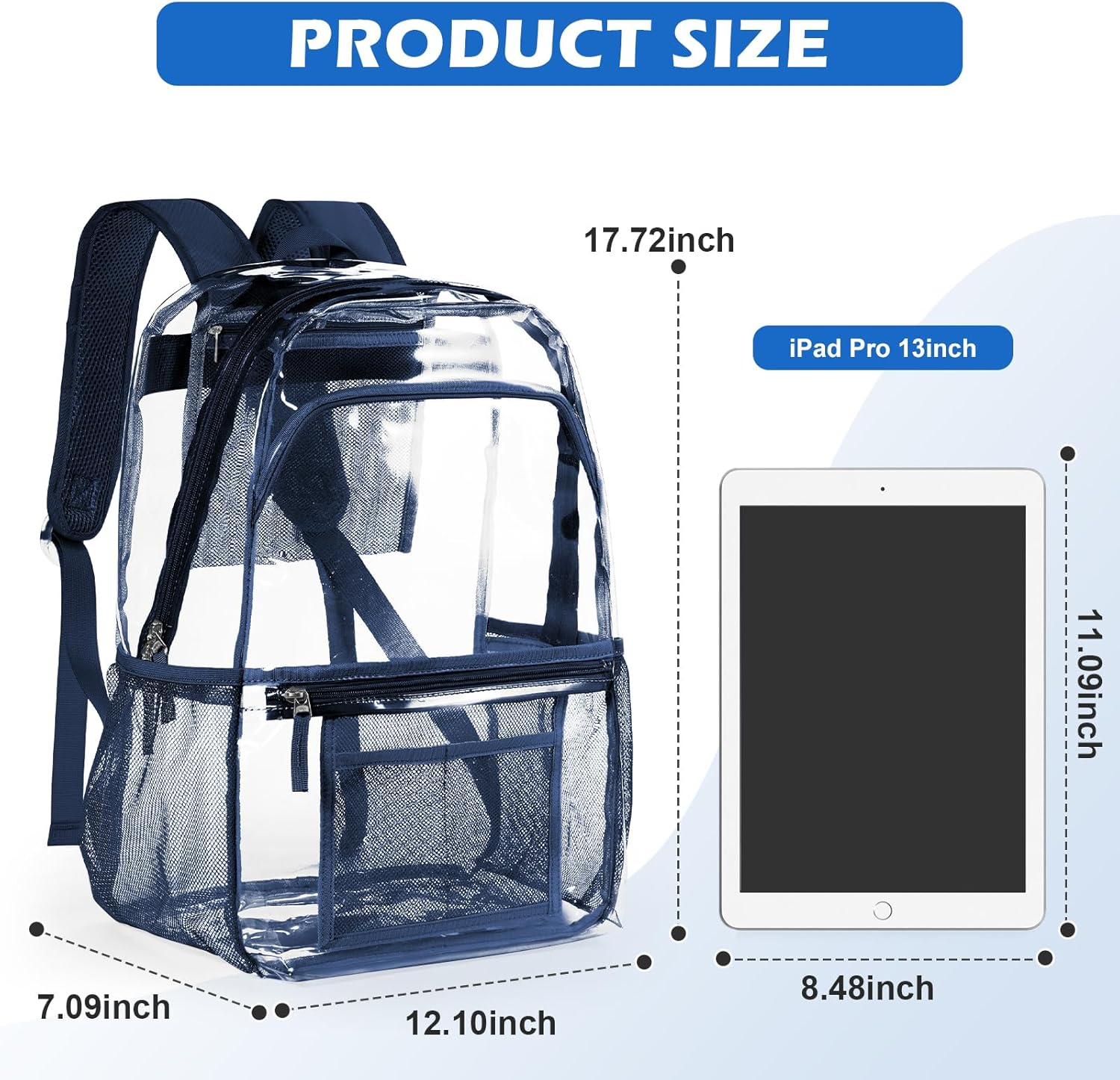 WEPOET Clear Backpack Heavy Duty Transparent See through Backpack,Waterproof Clear Bookbag image number 1