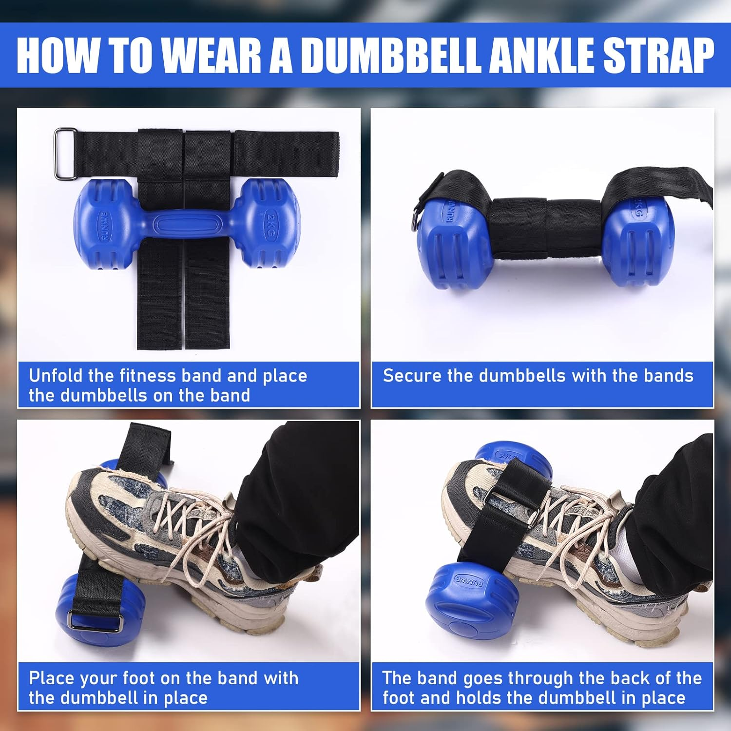 TOBWOLF 2PCS Tibialis Trainer, Adjustable Weights Dumbbell Ankle Straps, Ankle Weights Lifting Foot Weights Ankle Band for Leg Curl Kickbacks Leg Extensions Booty Workouts Lower Body Strength Training image number 5