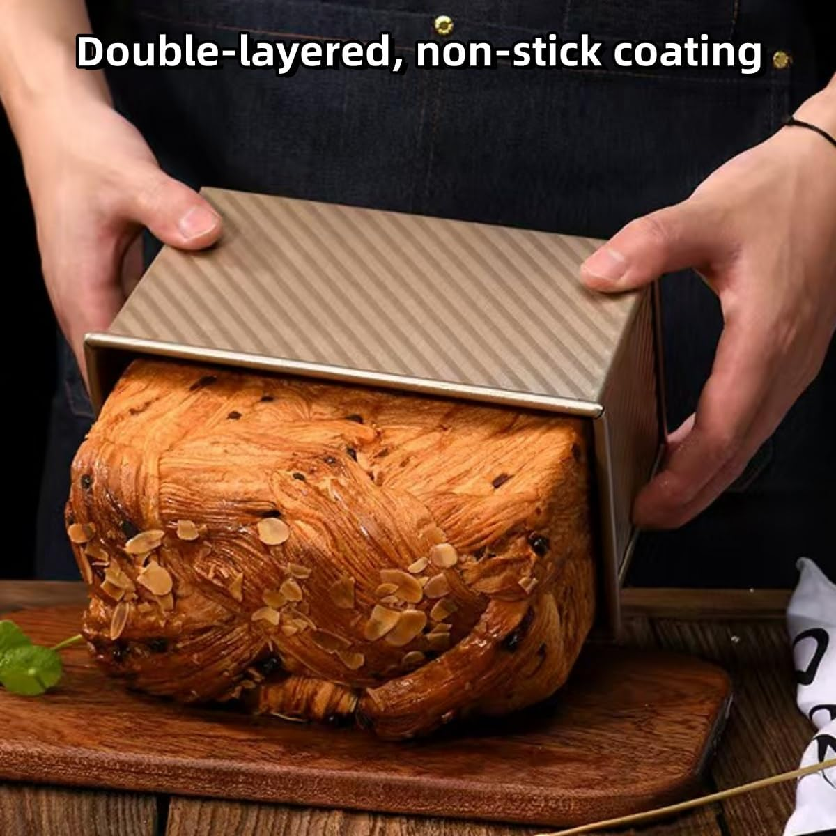 Pullman Loaf Pan 1 Pack, 450G Non-Stick Bread Pan with Lid Carbon Steel Gold Toast Box Mold with Cover for Bakeware Bread, Bread Pans for Homemade Bread, Baking Bread image number 6