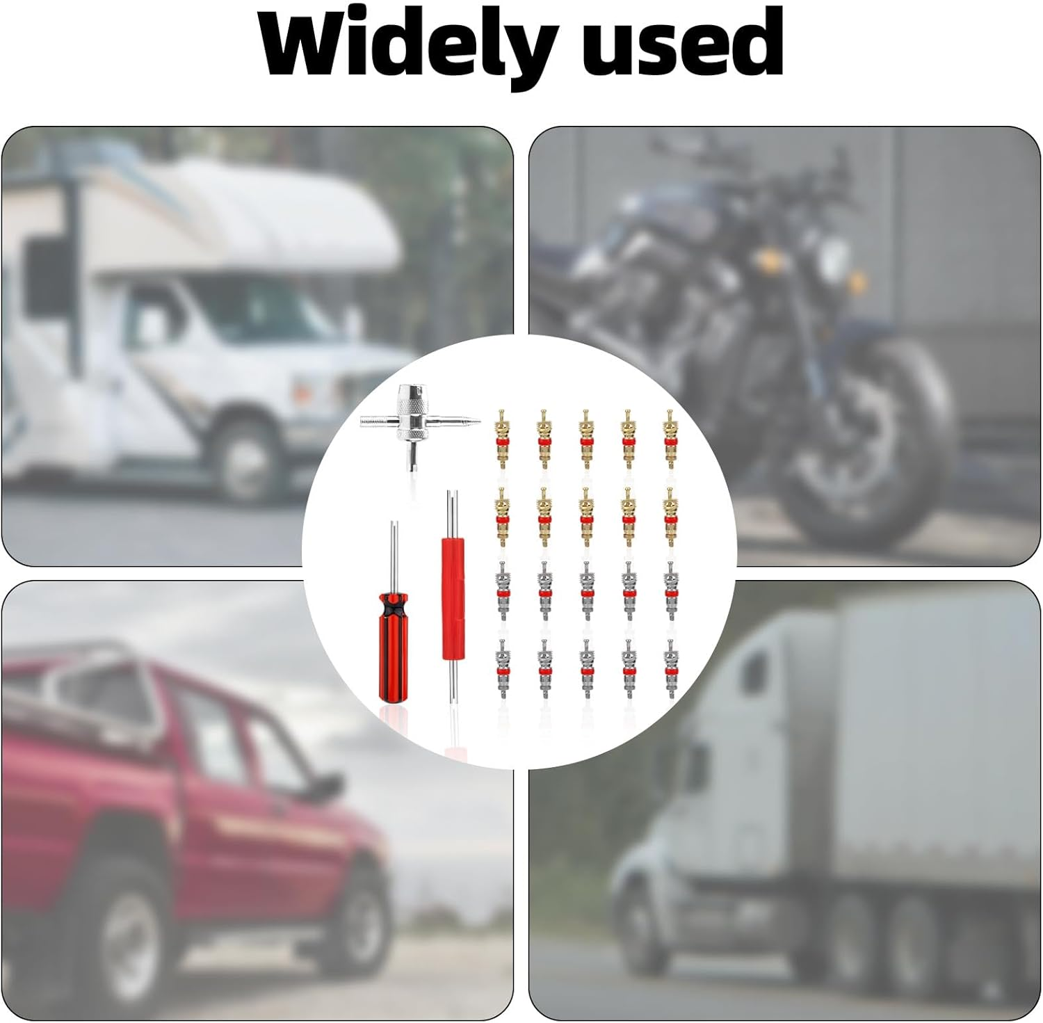 BOXOB 23Pcs Tire Valve Stem Tool Kit, 4 in 1 & Double & Single Head Valve Core Remover Installer Wrench for Car, Truck, Motorcycle, Bicycle, ATV image number 6