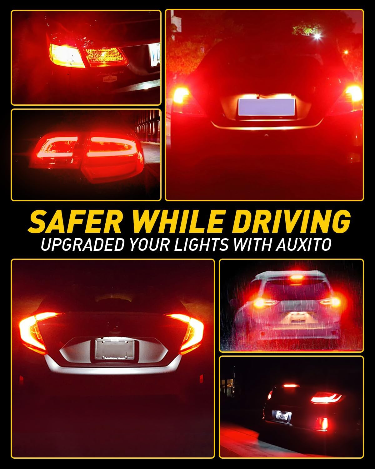 AUXITO CANBUS 3157/3156 LED Bulbs Red with Built-In Resistor 3056 3057 3457R 4057 4156 4157 anti Hyper Flash Error Free Brake Lights, Tail Lights, Stop Lights,B Pack of 2 image number 6