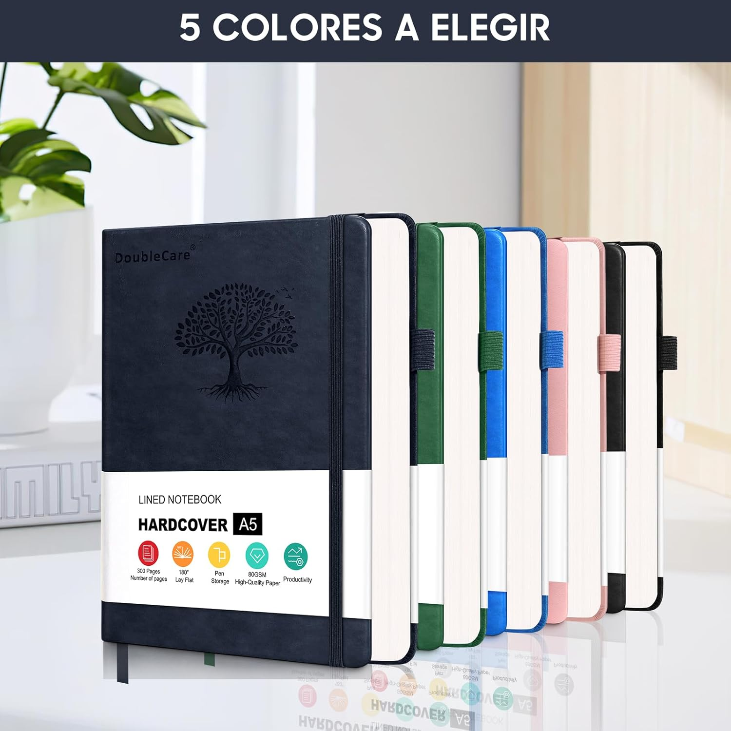 300 Pages Hardcover Leather Journal Notebook for Writing, A5 Hardcover Lined Journal with 80GSM Paper, Daily Journal for Women Men Work Organization, 5.7" X 8.4" image number 2