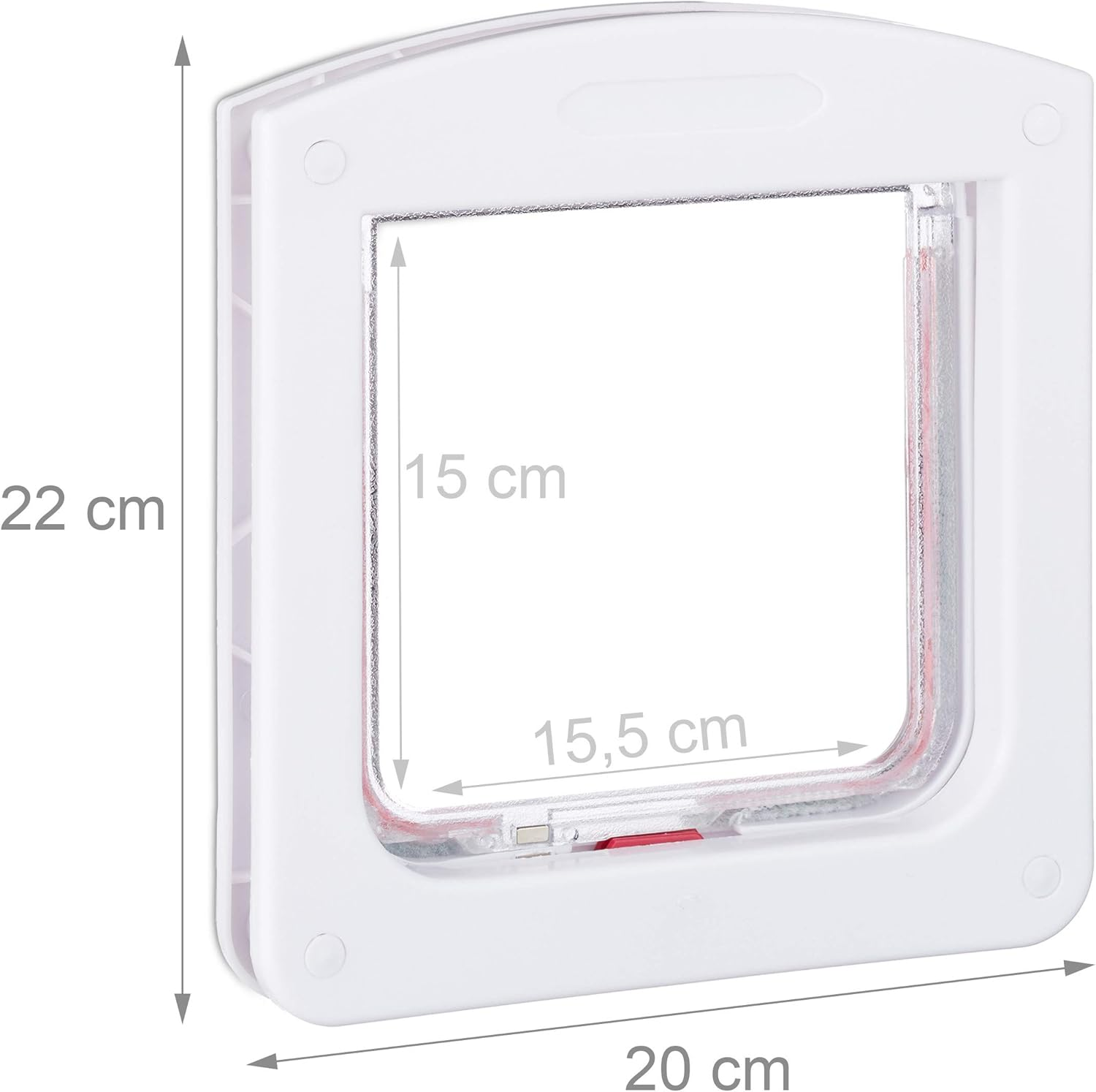 Relaxdays Relaxdays Pet Door, 4-Way Flap for Cats & Small Dogs, Magnetic, Lockable, H X D 22X20 Cm, White, One Size image number 3