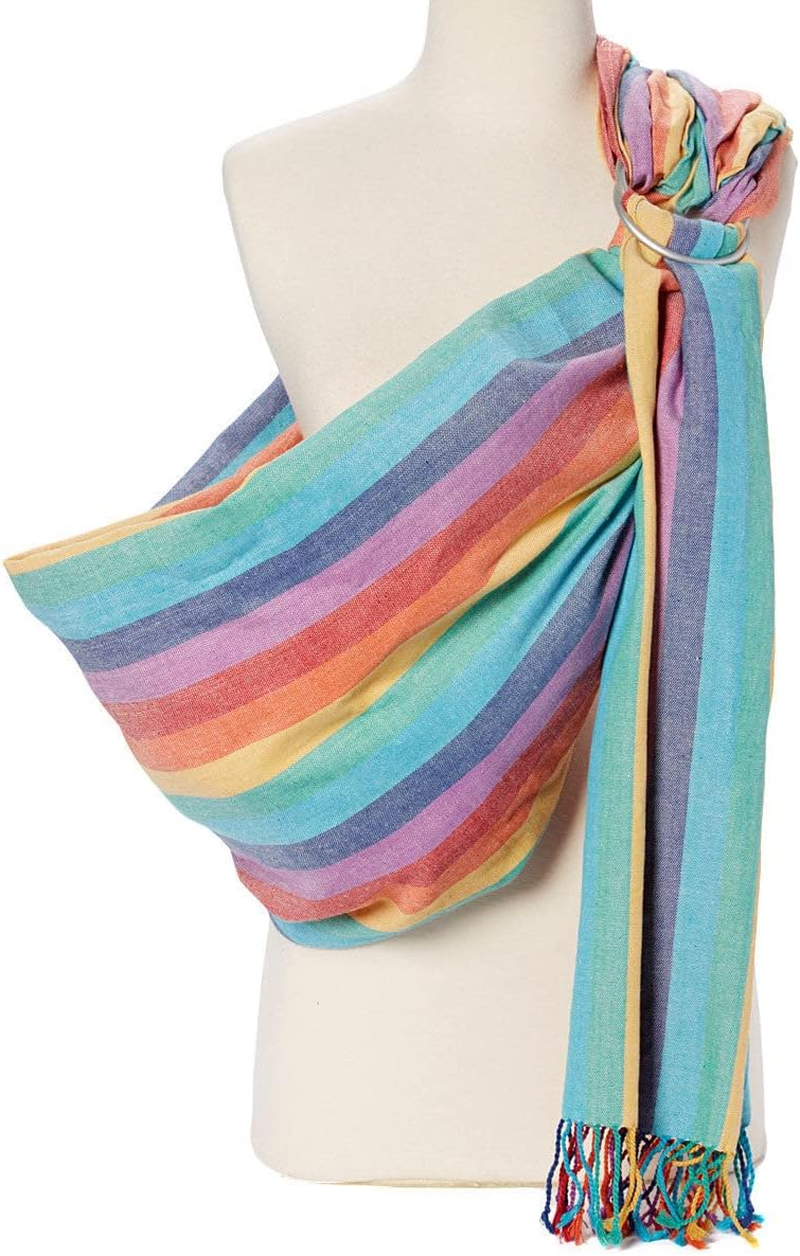 Hip Baby Wrap Ring Sling Baby Carrier for Infants and Toddlers - 100% Soft Cotton Baby Wraps Carrier for Babies 8-35 Lbs - Perfect Baby Shower Gifts Moms and Dads - Nursing Cover (Summer Rainbow) - Jungle image number 5