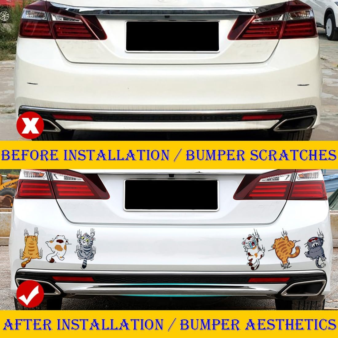 6 PCS Cat Car Stickers,Scratch Cat Vinyl Car Sticker,Cute Cats Scratch Cover Funny Bumper Decal,Cartoon Cat Car Sticker for Cars,Truck,Motorcycle,Windows,Refrigerators,Laptops image number 1