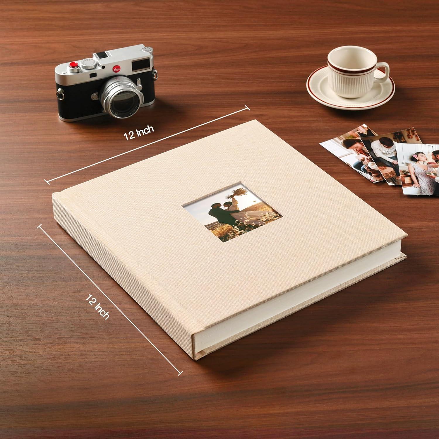 10 X 10 Inch DIY Scrapbook Album 40 Pages Linen Hardcover Kraft White Paper Scrap Book Photo Albums Memory Book for Baby Wedding Family Anniversary Photo Album (Beige, 40 Pages) image number 4