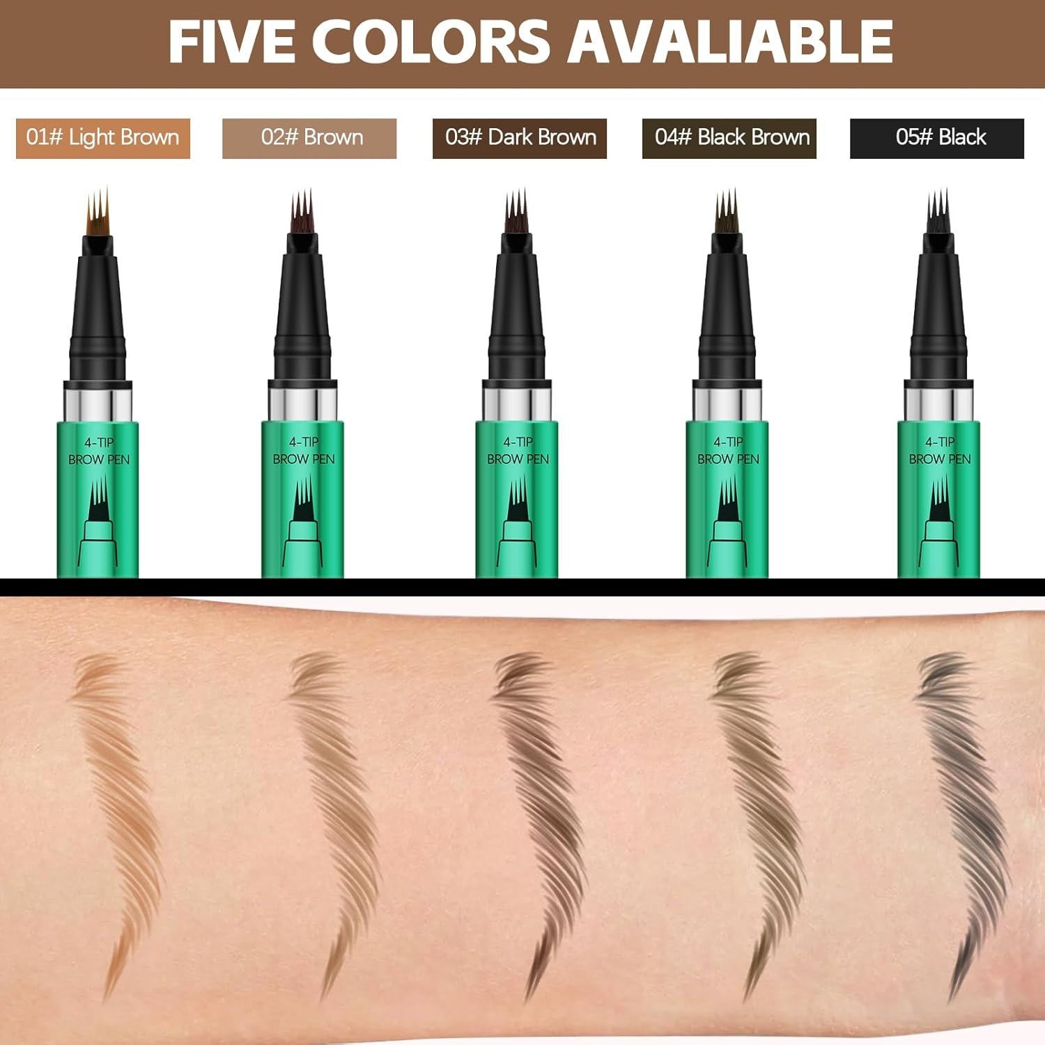 Microblading Eyebrow Pen，Waterproof Eyebrow Pencil Micro 4 Point Brow Pen，Eye Brow Makeup Pen for Women to Effortlessly Create Hair like Natural Brows，Long Lasting & Smudge-Proof - 03 Dark Brown image number 5