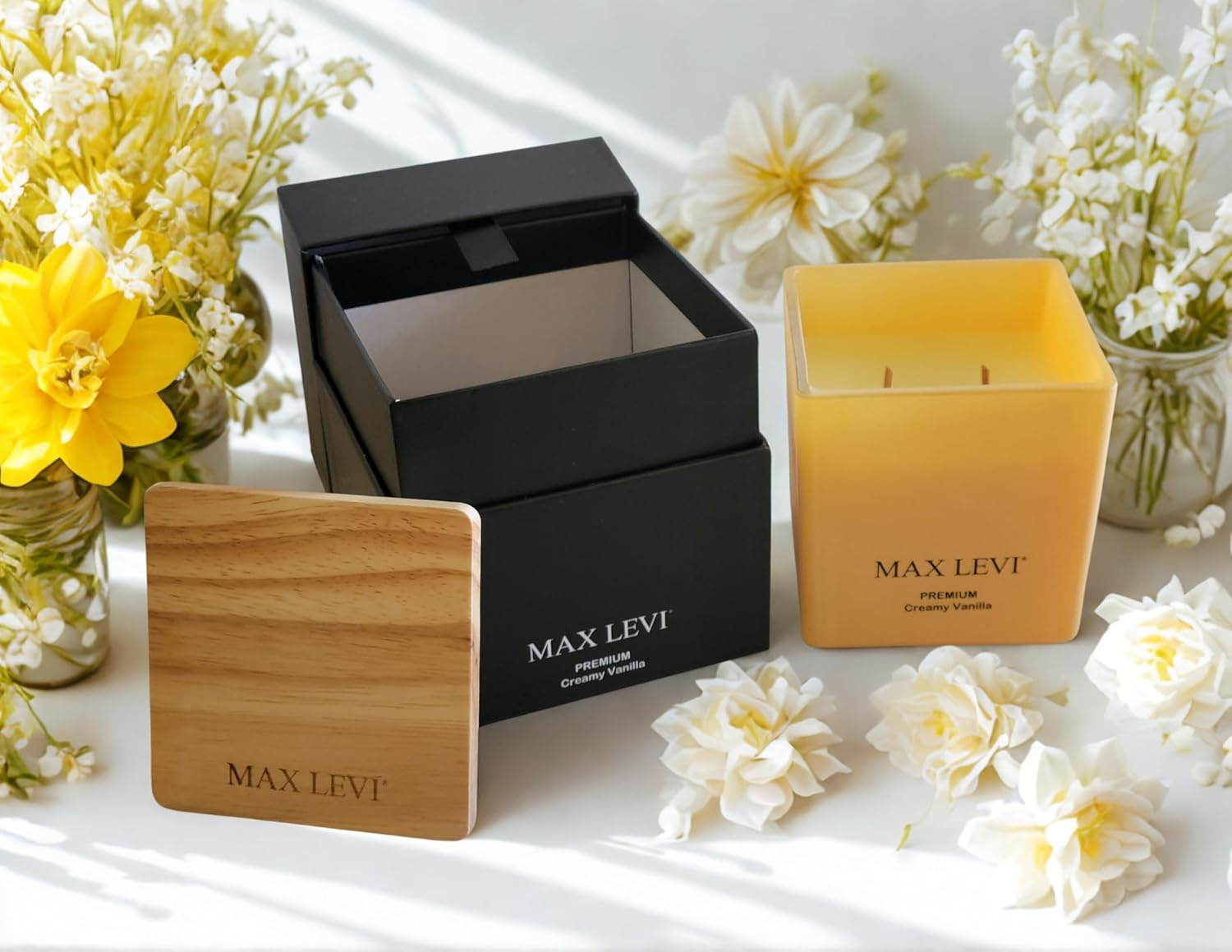 Max Levi Premium Creamy Vanilla Candle 400G - 60 Hours (Ultra Strong Scent)