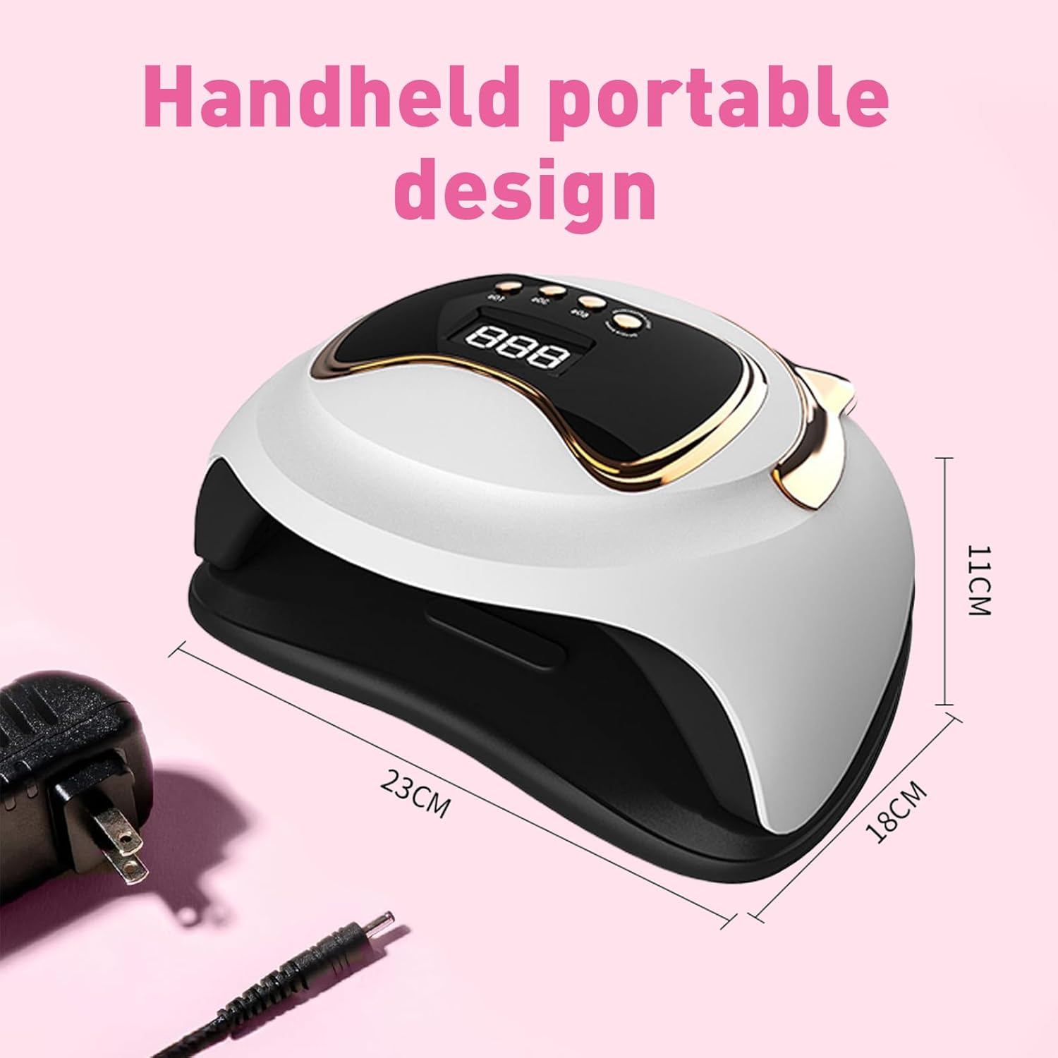 XIULIUU UV LED Nail Polish Lamp, 120W Portable UV/LED Nail Lamp with 3 Timers, Professional for Nail Art Tools Accessories White