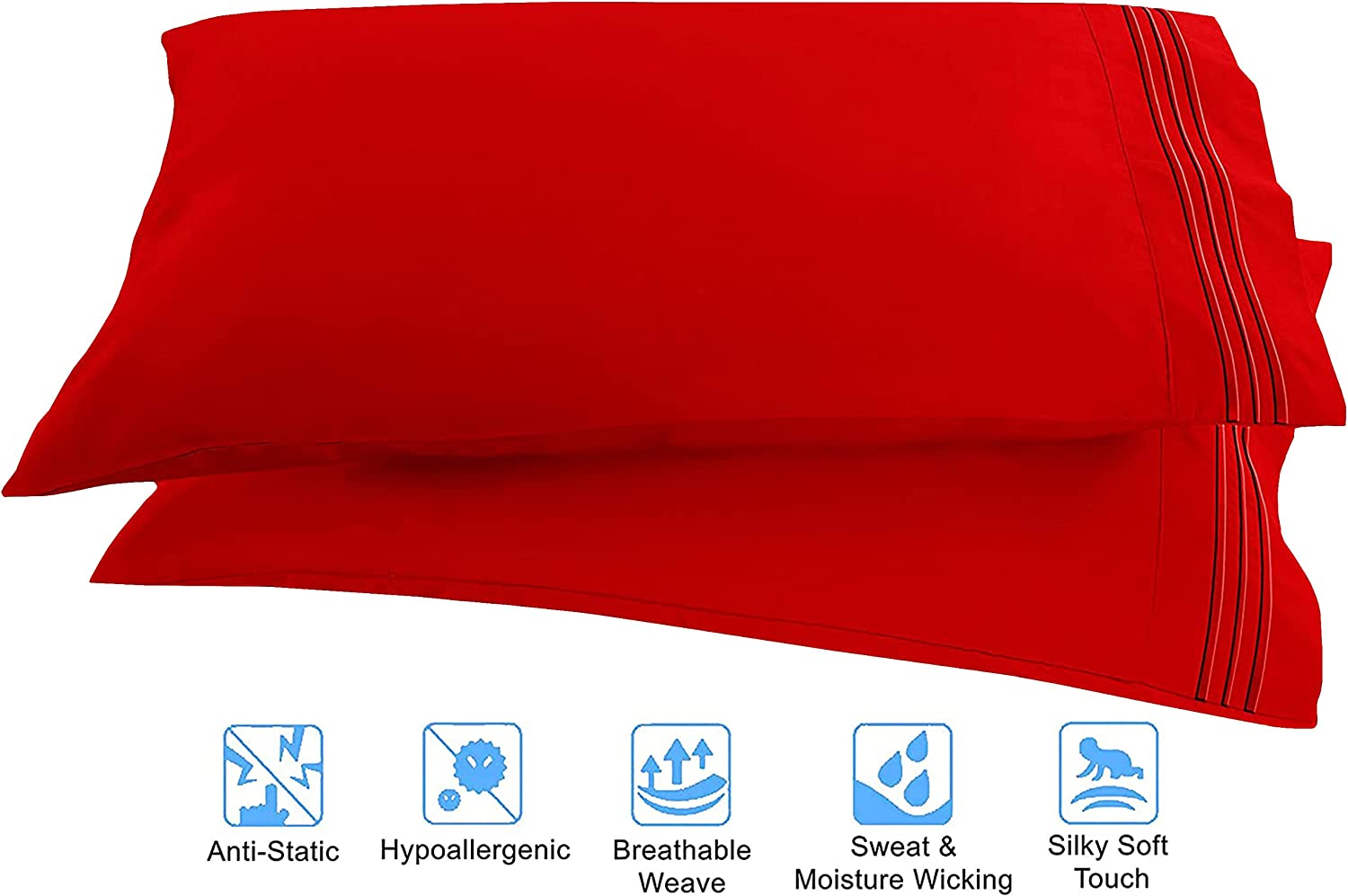 Elegant Comfort Luxury Wrinkle,Fade and Stain Resistant 1500 Thread Count Egyptian Quality 4-Piece Bed Sheet Set, Deep Pocket, Hypoallergenic, Queen Size, Red image number 5