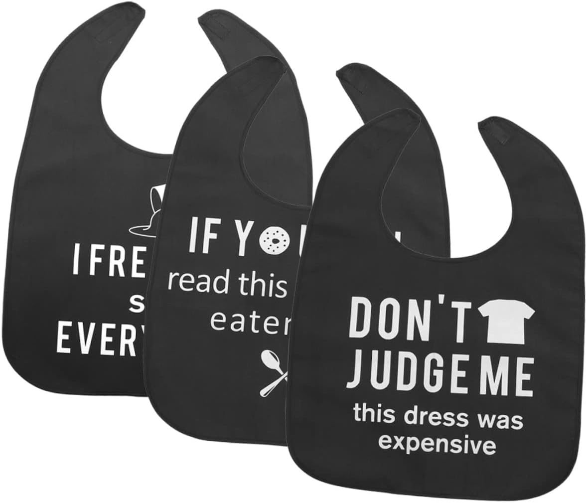 IWOWHERO 3 Pcs Adjustable Adult Bibs for Seniors Decorative Washable Bibs for Elderly Eating Reusable Dining Protectors Women Comfortable Fit for Everyday Use image number 1