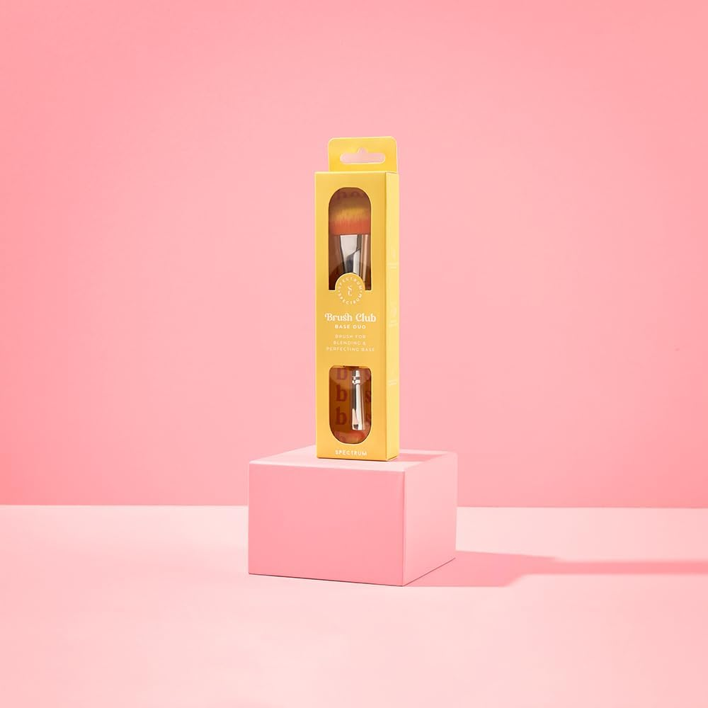 Spectrum Collections Brush Club Double Ended Face Make up Brush, Spectrum Dual Makeup Brush for Foundation and Concealer Buffing with Hypoallergenic Bristles, Yellow Orange Duo Makeup Brush image number 4
