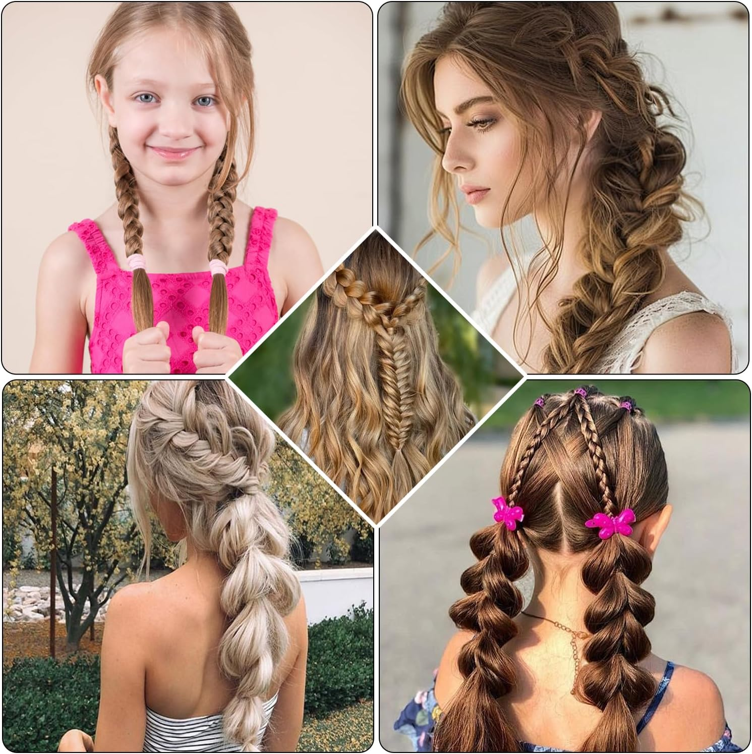 3Pcs Topsy Tail Hair Tool, Hair Braiding Tool French Braid Loop Tool, Rat Tail Comb Fast Hair Styling Accessories (Black)