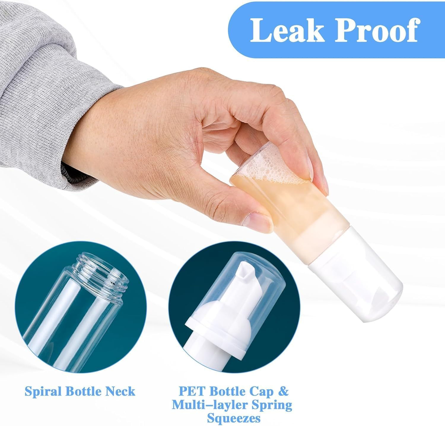 Mini Travel Foaming Pump Bottles, 3Pcs Foam Soap Dispenser Mini Empty Foaming Soap Dispenser,Empty Refillable Clear Plastic Foam Pump Bottle,Plastic Mini Foam Pump Bottle Lash Shampoo Foam Bottle image number 1