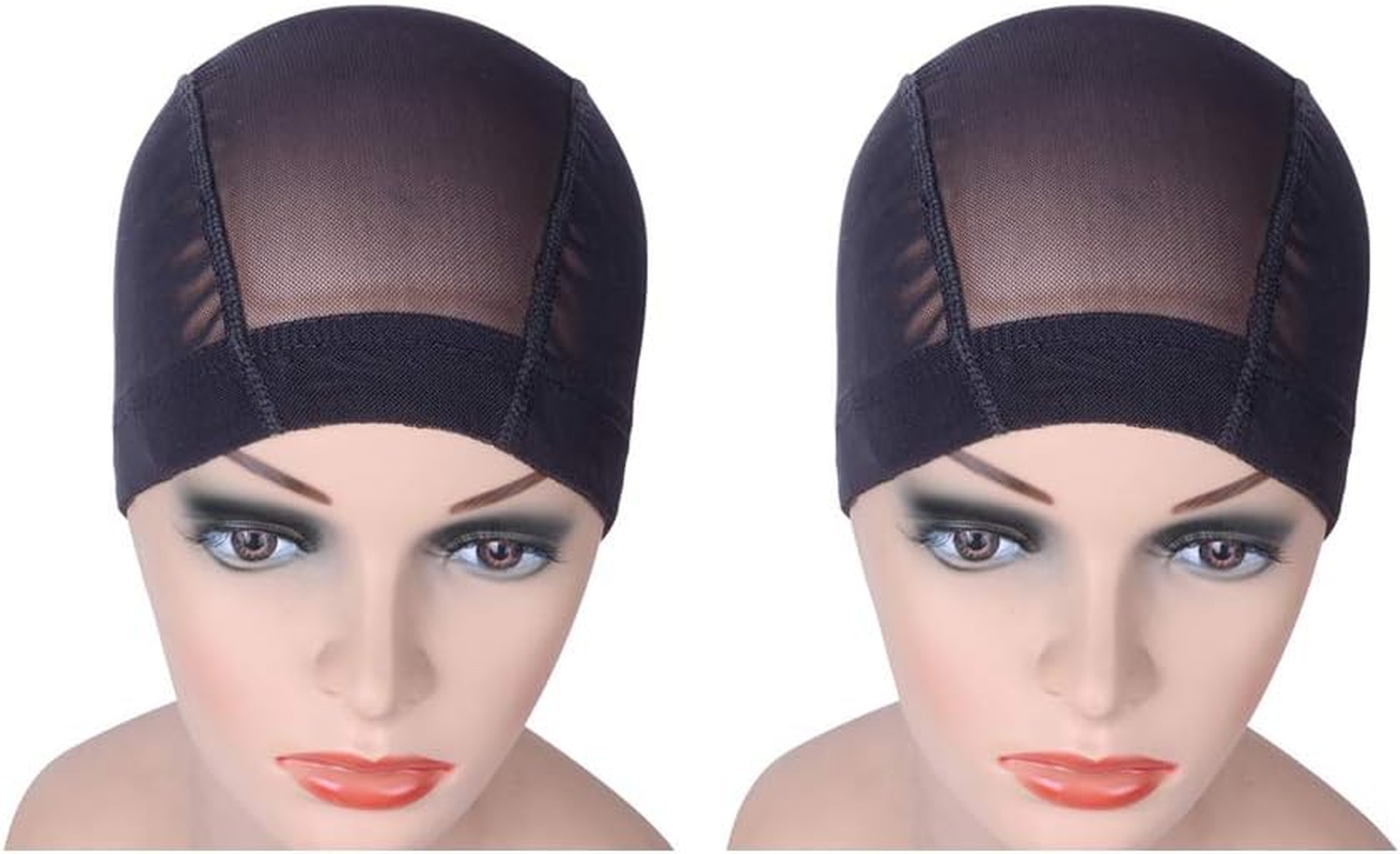 5 Pcs Black Dome Cap for Wig Making Stretchable Hairnets with Wide Elastic Band (M)