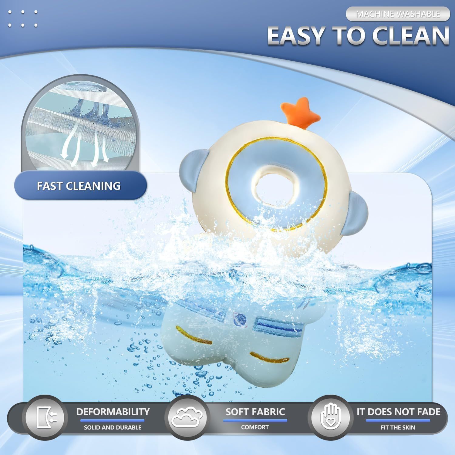 Baby Walker Head Protector Backpack Wear,Toddler Adjustable Protection, Safety Pad Backpack for 5-24 Months Baby Learning Walking Crawling,Baby Head Protection Pad (Astronaut) ((Astronaut)) image number 3