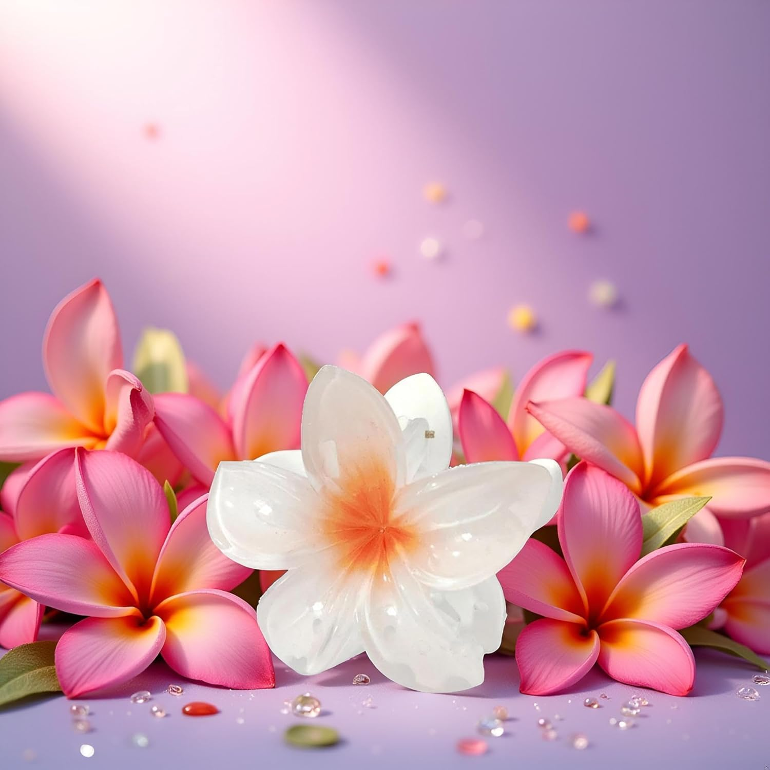 Flower Hair Claw Clips - Hawaiian Flower Hair Claw Clips for Women | Plumeria Claw Clips for Thin | Strong Hold Jaw Clip | Hair Clips for Girls| Preppy Hair image number 3