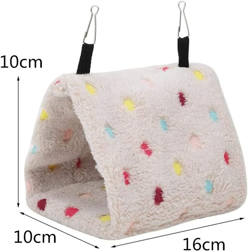 Voarge Nest Warm Soft Plush Plush Bird Nest Winter Warm Plush Hamster Hammock Hanging Cage Cave Birds Shelter (S,Dots) image number 6