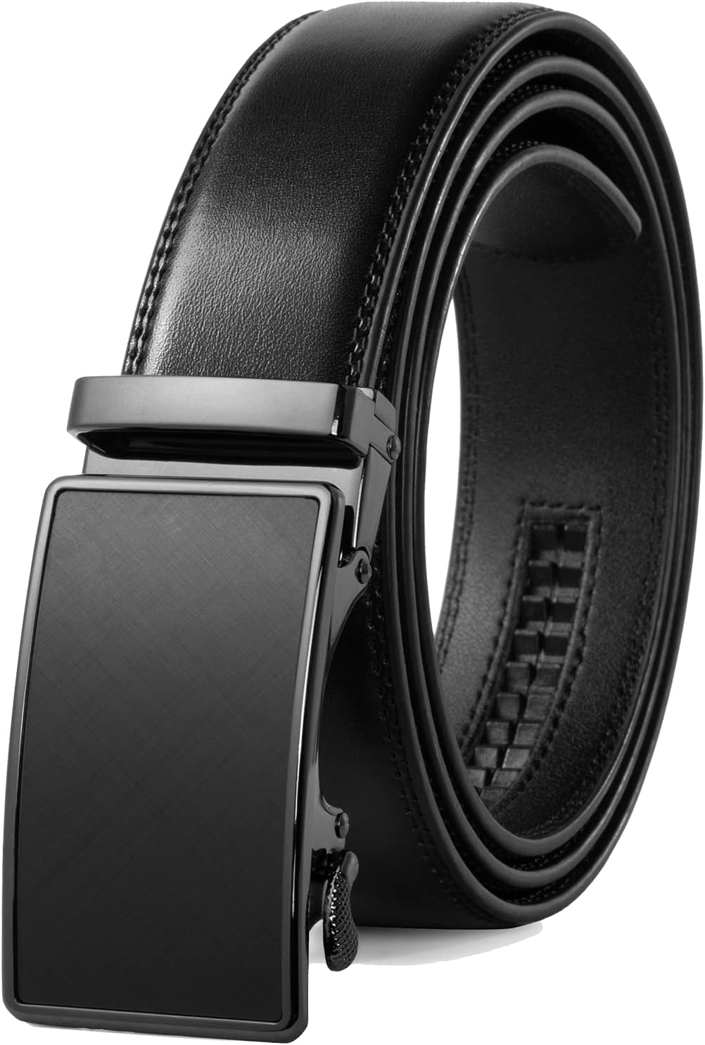Belt for Men,Leather Ratchet Click Dress Belt with Automatic Slide Buckle Adjustable-35Mm Wide