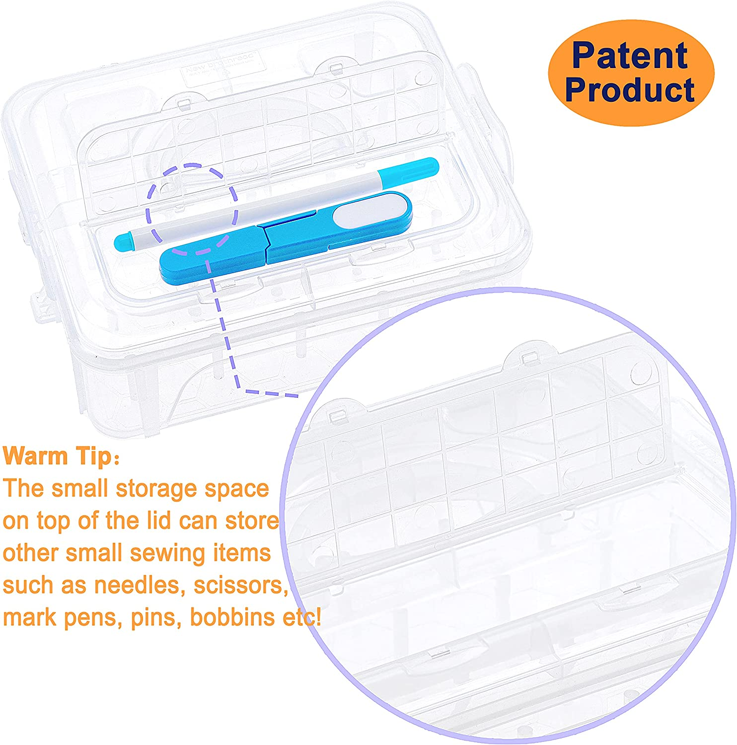 New Brothread 4 Layers Stackable Clear Storage Box/Organizer for Holding 80 Spools Home Embroidery & Sewing Thread and Other Embroidery Sewing Crafts (Spool Size Requirement: H&le;2.2"; W&le;1.69") image number 2