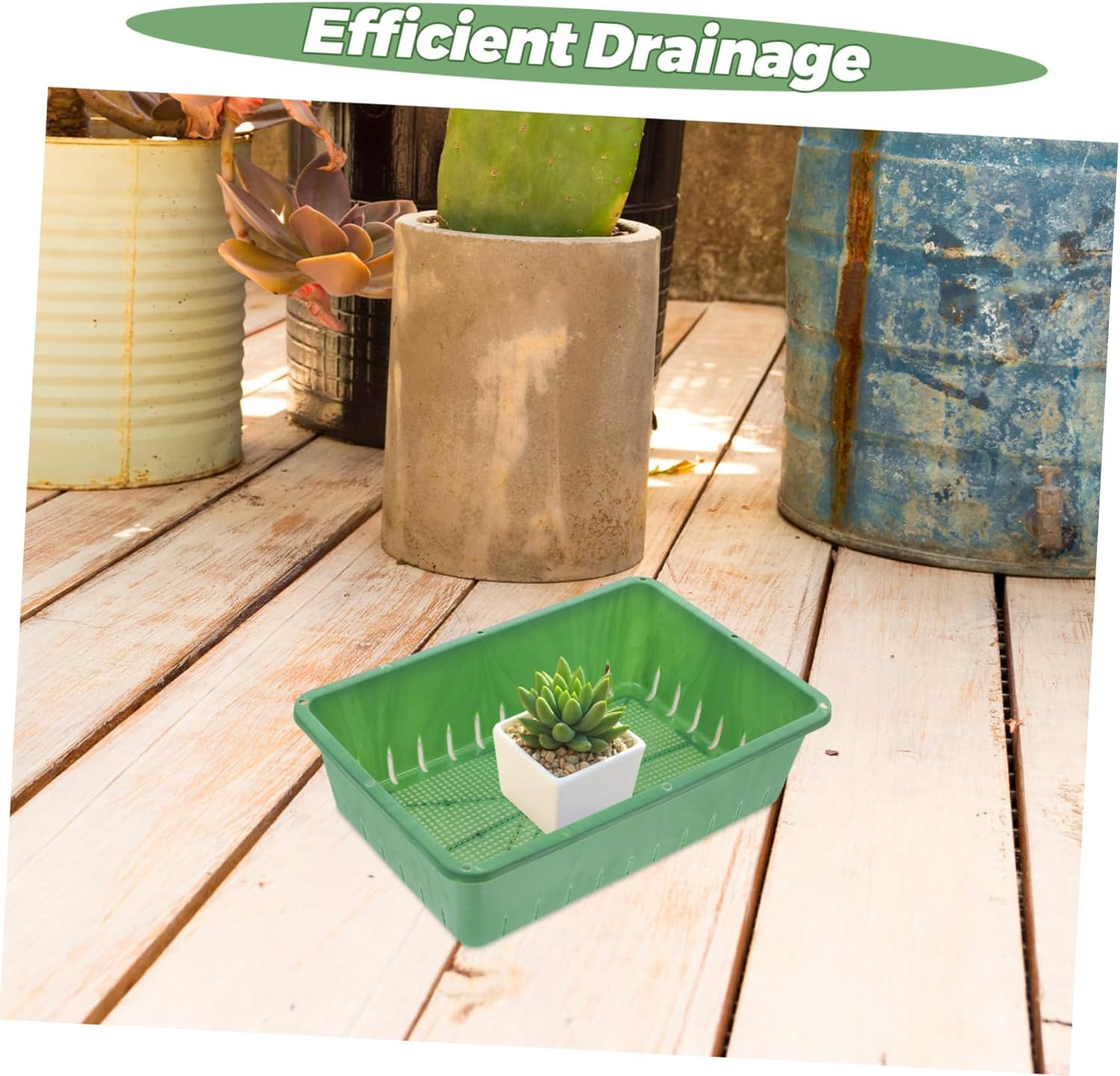 DECOMELODY Seedling Tray Plastic Growing Trays for Indoor Gardening 26X18X7Cm Small Nursery Supply 2Pcs Rectangular Planting Accessory for Seed Germination and Succulent Storage image number 3