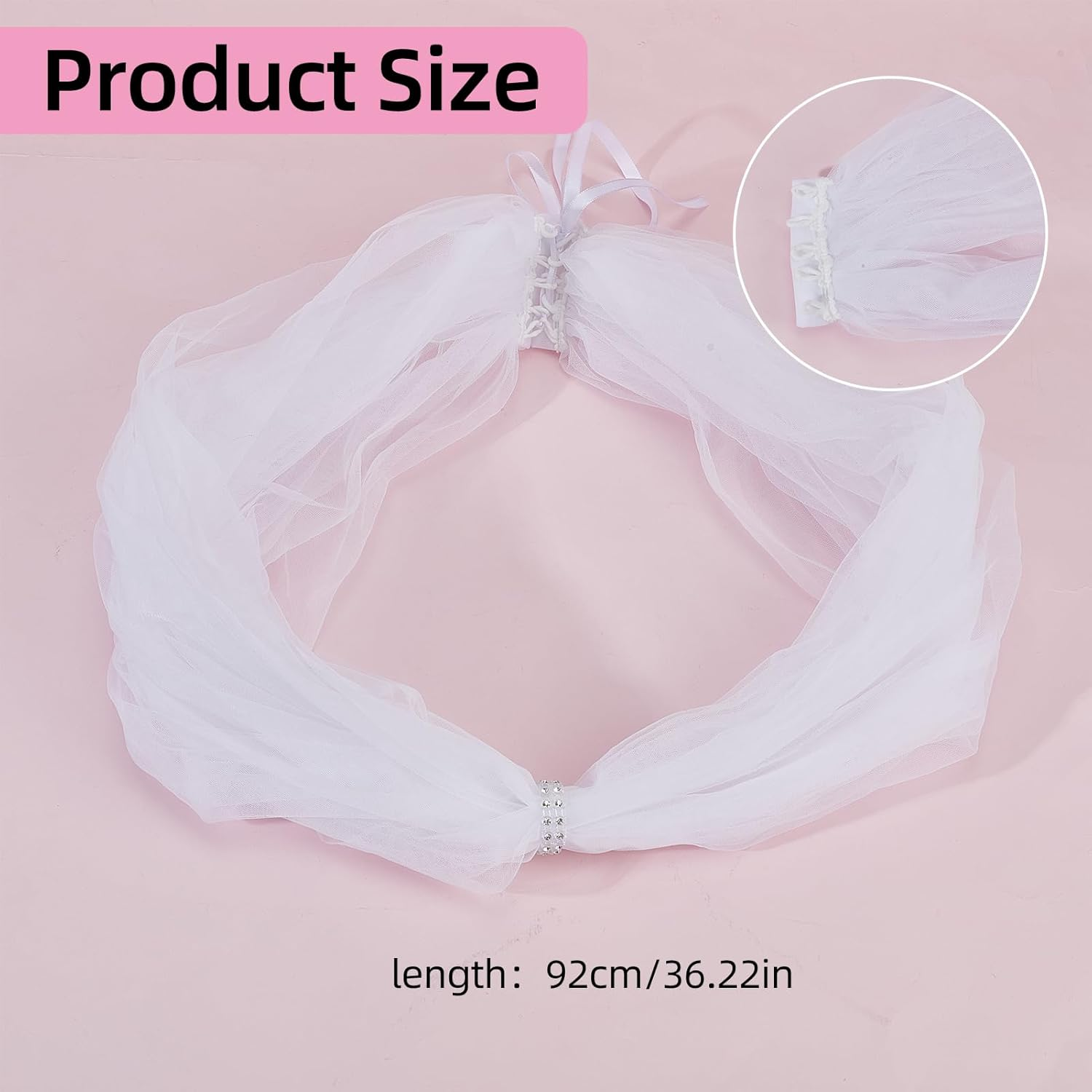NICENEEDED Removable Tulle Bridal Scarf White Wedding Straps Puff Dress Scarf Sleeve Scarves Removable Shoulder Cover up Accessory for Wedding Costumes image number 2