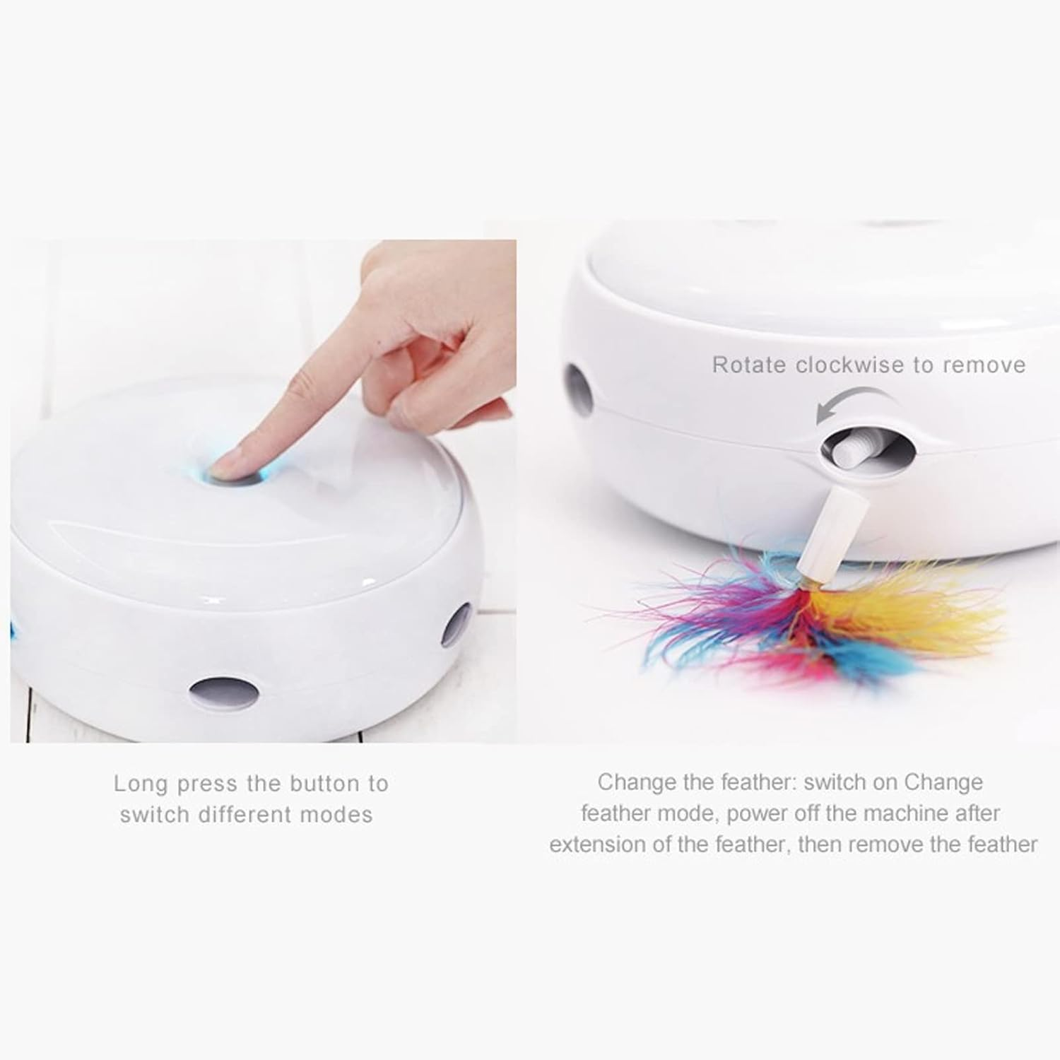 EVTSCAN Cat Feather Turntable Toy, with Sound and Light, Interactive Smart Electric Cat Toy, Offers Three Modes, Pet Supplies for Cat Kitten image number 1