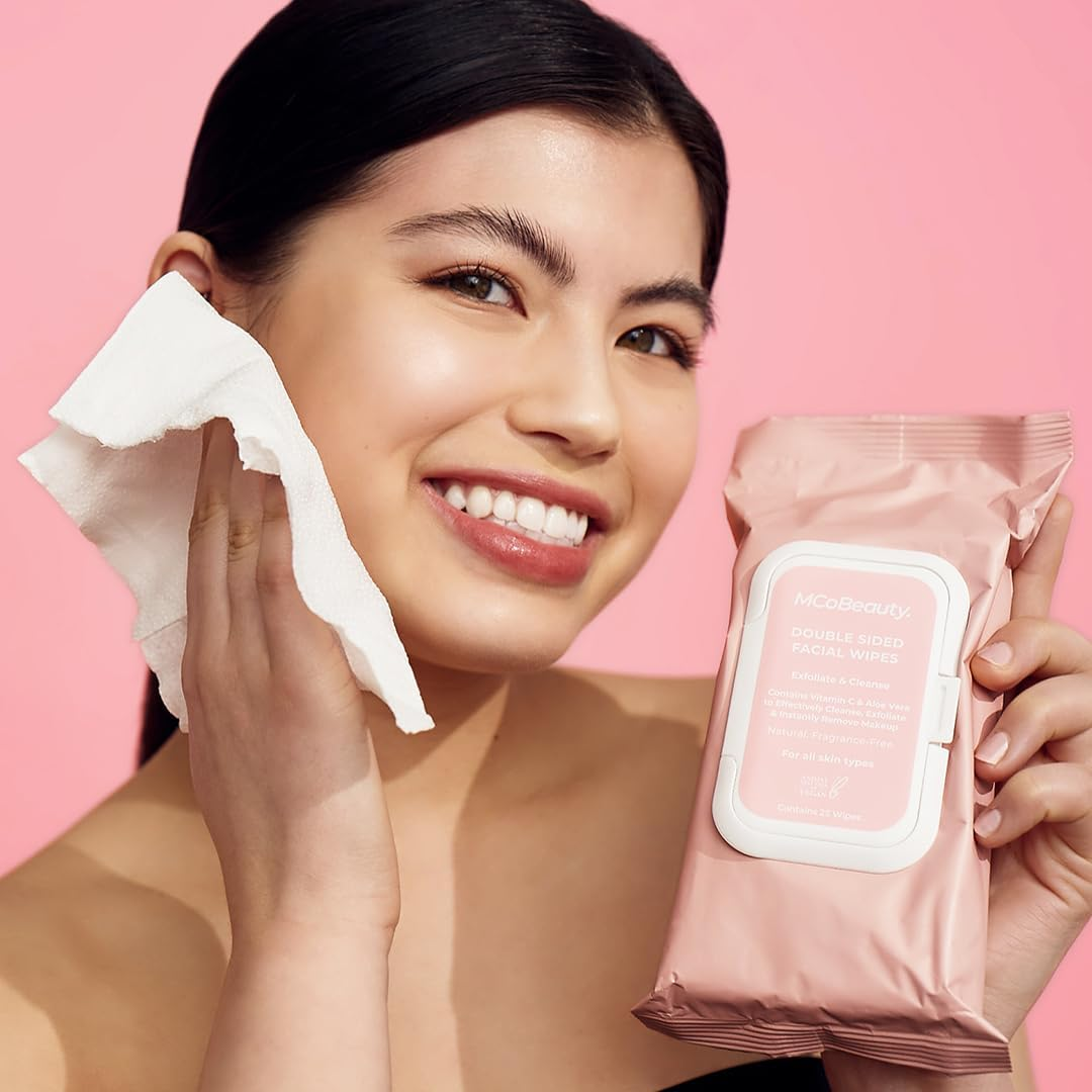 Mcobeauty Double Sided Facial Wipes for Women 25 Pc Wipes