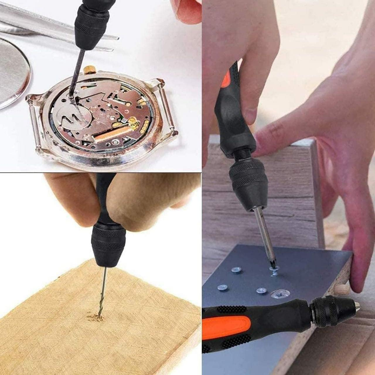 KEWAYO Pin Vise Hand Drill Bits, Precision Hand Drill Bits Rotary Tool, Adjustable Pin Punch Tool with Chuck Capacity 0.5-8Mm, Suitable for Wood, Manual Work DIY, Jewelry, Plastic Model Making