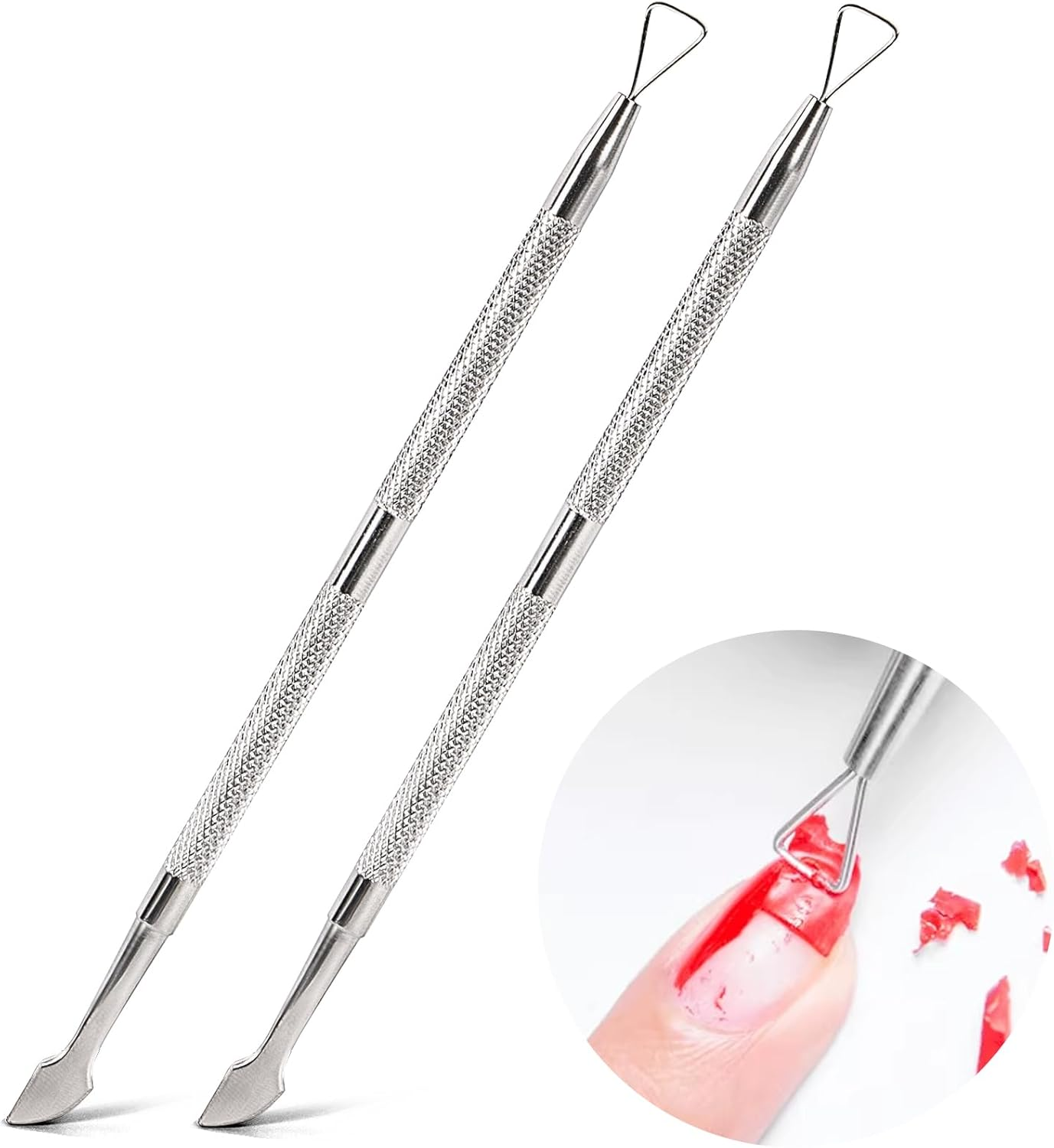 Nail Cuticle Pusher - Stainless Triangle Gel Nail Polish Remover Cuticle Peeler Scraper Remover Tool for Fingernails and Toenails