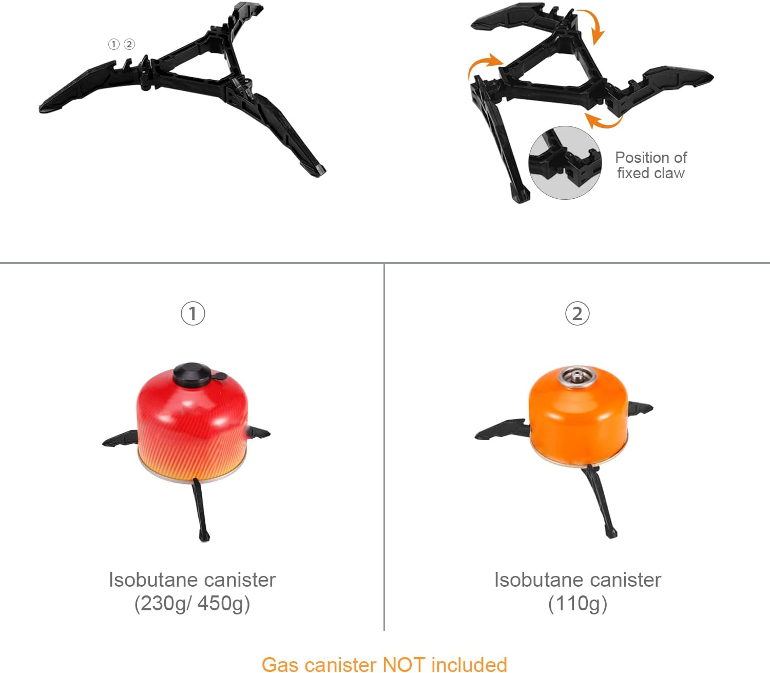 Odoland Camping Cookware Stove Carabiner Canister Stand Tripod and Stainless Steel Cup, Tank Bracket, Fork Knife Spoon Kit for Backpacking, Outdoor Camping Hiking and Picnic image number 3