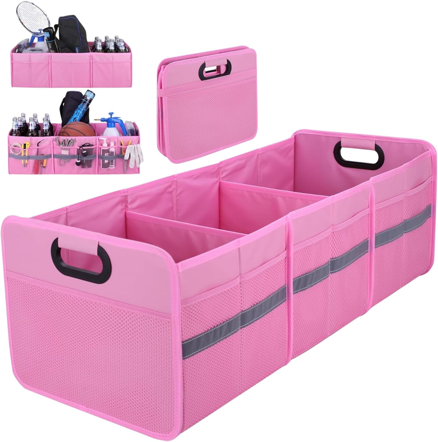 Stylish Pink Car Boot Organizer XL 90CM 100L &ndash; Multi-Compartment Trunk Organizer for Women and Ladies, Ideal for Grocery Shopping, Travel & Daily Car Use image number 2