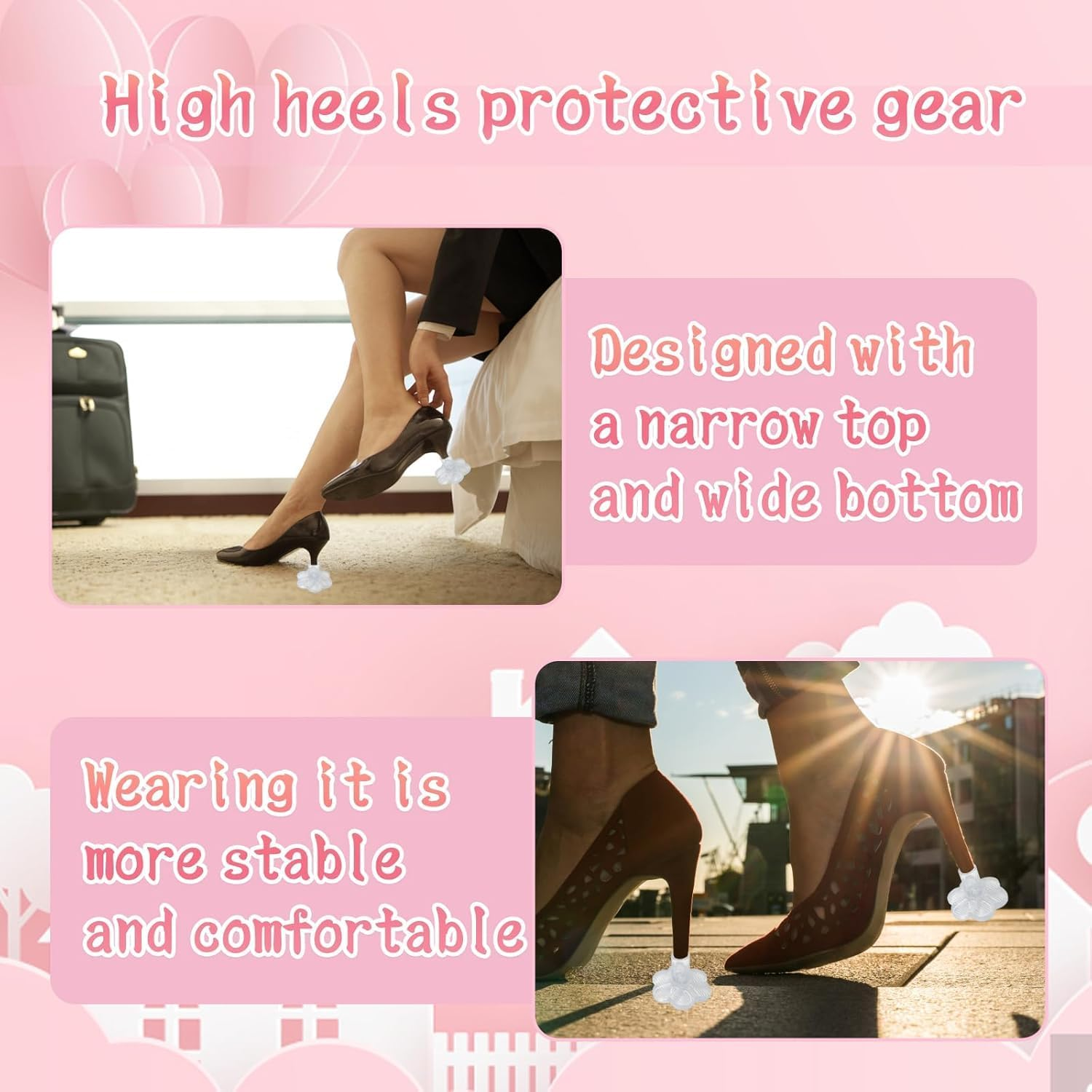 Flower Shaped Clear High Heel Protector Covers, 15Pcs Flower Shape Grass Heel Protector for Shoes, Soft Heel Covers Heel Repair Caps Covers Forfor Walking on Grass and Uneven Floor