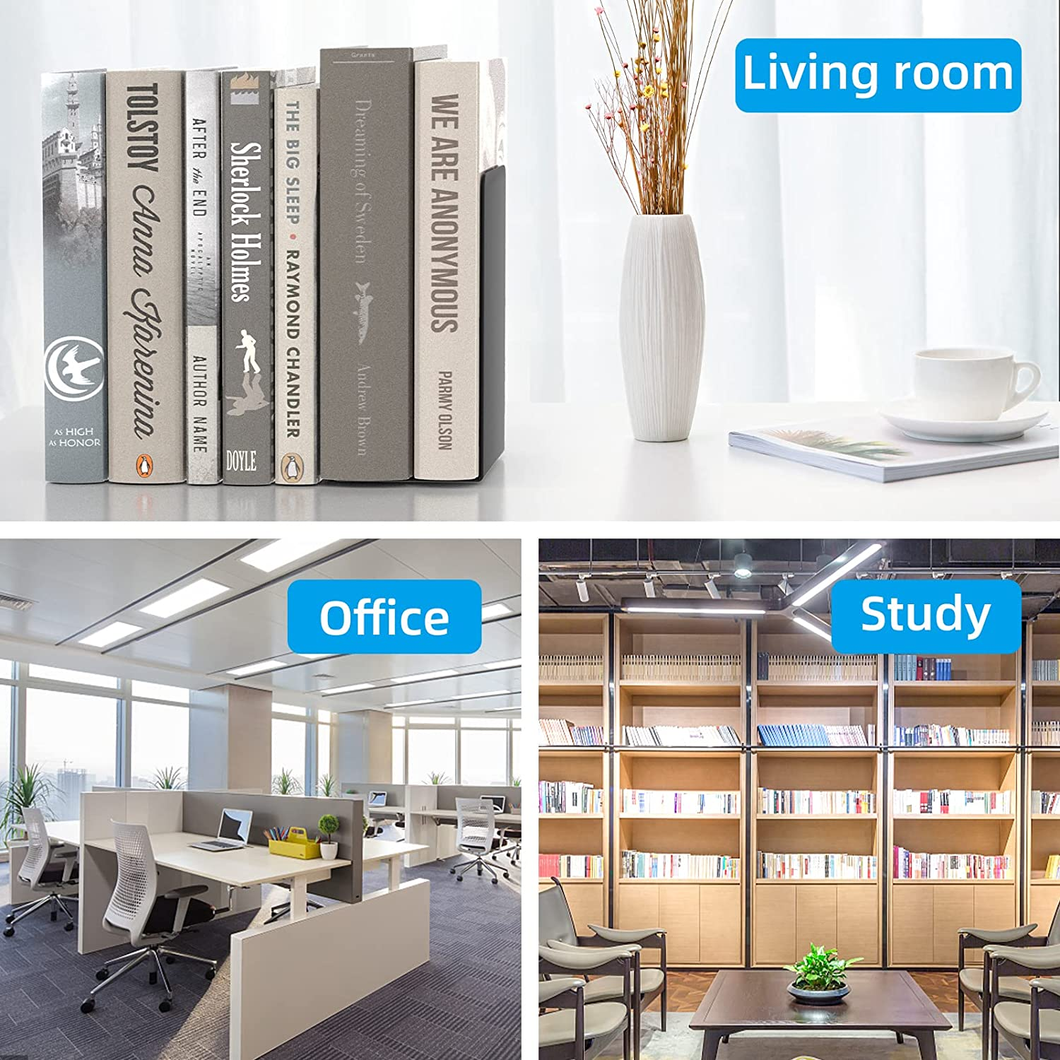 VFINE Bookend, Black Metal Book Ends, Book Ends for Shelves Heavy Duty Bookends, Bookend for Shelves, Book Ends for Heavy Books,Bookend Stopper, Black Bookends 3 Pairs - Black 4 Pairs Bookends image number 3