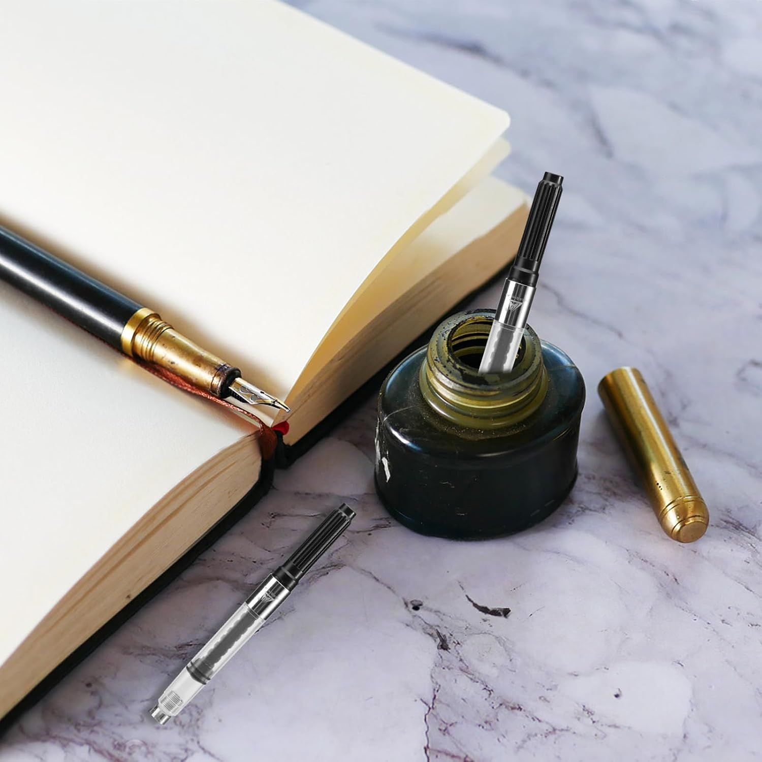 20 Pcs Refillable Universal Fountain Pen Ink Converter Screw-In Style, International Fountain Pen Ink Cartridge Converter, Standard Ink Converter Tool Fit for Most Pens (Caliber 2.6 Mm) (20) image number 5