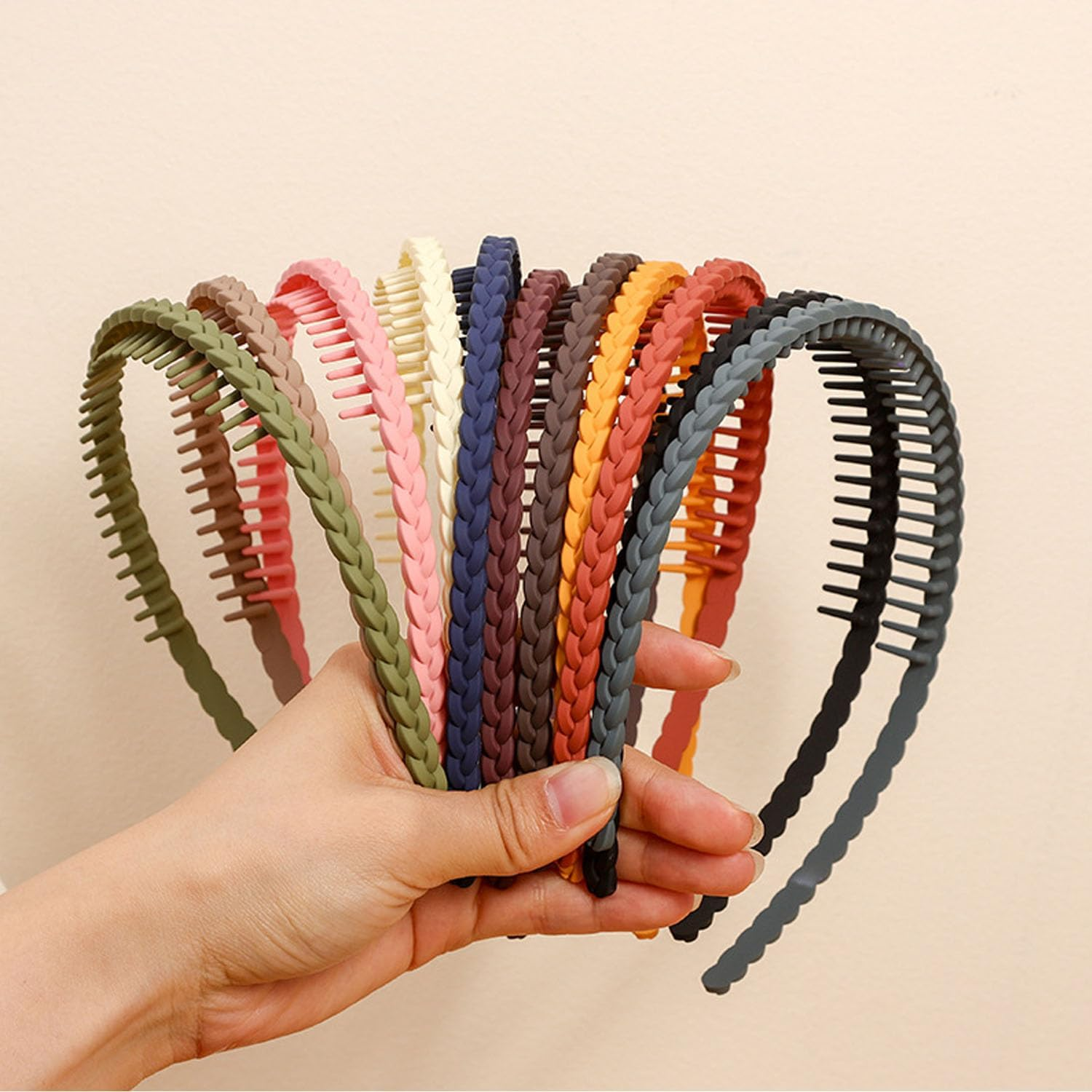 Headbands with Teeth 10PCS, Thin Non-Slip Headband DIY Hairbands,Multicolor image number 3