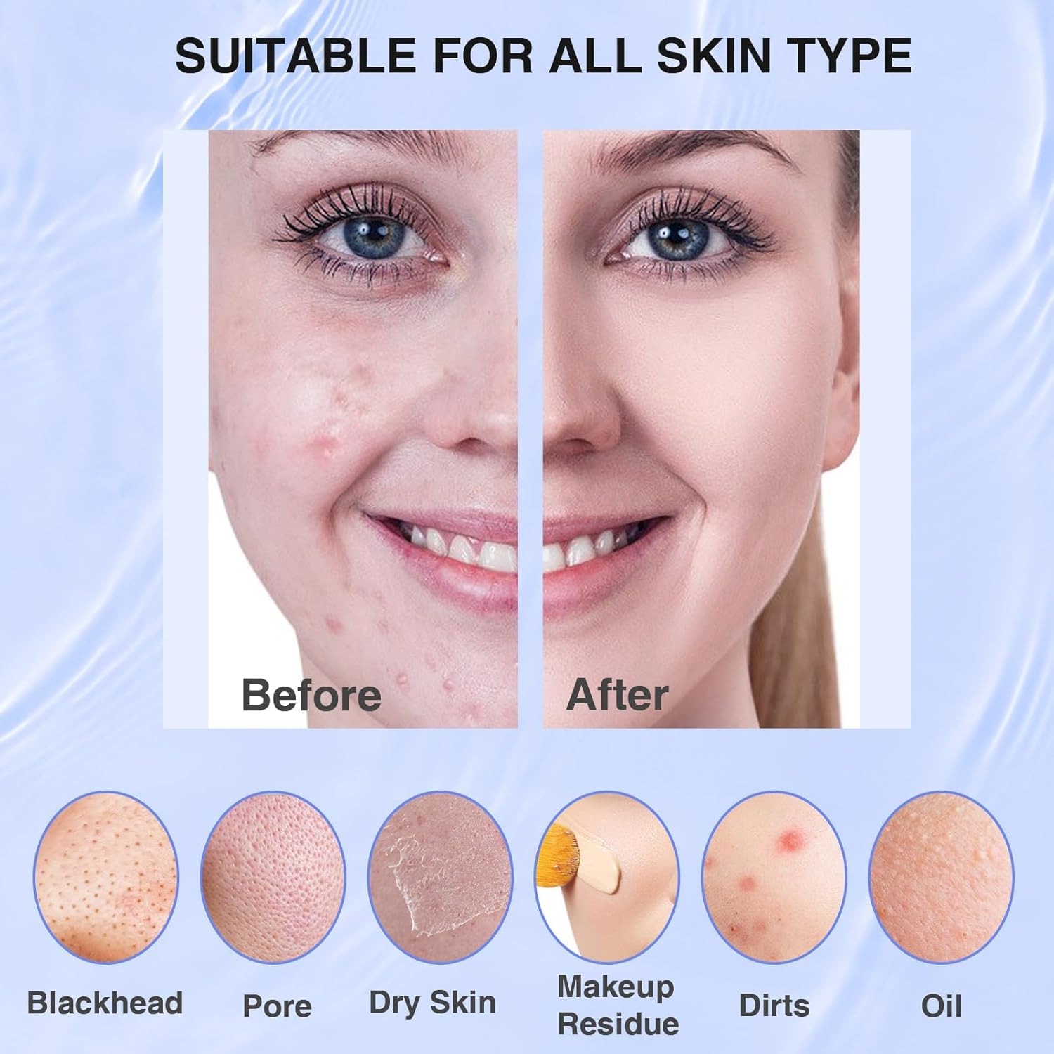 Silicone Face Scrubber, Waterproof Electric Facial Cleansing Brush for Men & Women, Rechargeable Face Scrubber with 5 Modes for Deep Cleansing, Exfoliating, Massage (Blue) image number 5