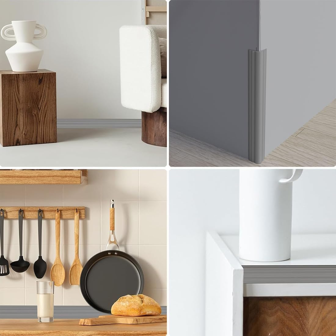 Flexible Self Adhesive Trim,Peel and Stick Trim,Wall Corner Protector,Corner Molding,Self Adhesive Corner Guards,For Wall Edge,Ceiling, Countertop,2Cm X3M.(Grey) image number 2