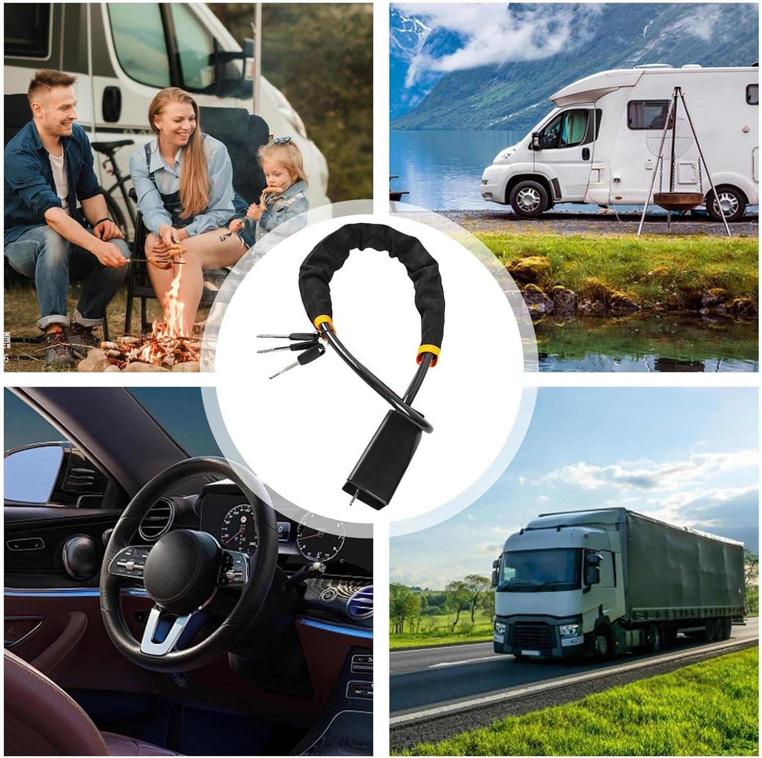 Car Steering Wheel Lock with 3 Keys &ndash; Anti-Theft Device &ndash; Universal Fit for Most Cars, Suvs & Vans &ndash; Adjustable Seat Belt Buckle Lock &ndash; High Security Vehicle Protection, Durable Car Accessory (Black) image number 6