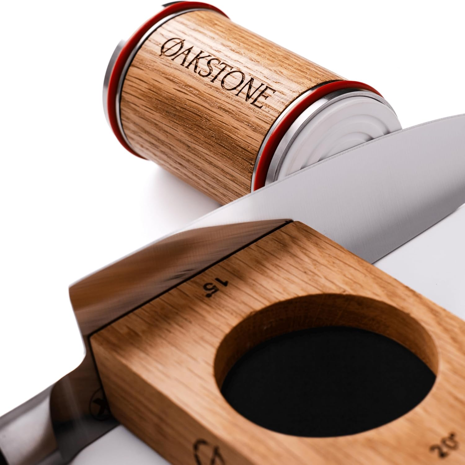 Oakstone Rolling Knife Sharpener Set - 400 & 1000 Grit Diamond & Ceramic Discs, 15&deg;/20&deg; Magnetic Angles, Manual Sharpening Kit for Kitchen & Camping Chef Knives, Home Gadgets & Gifts for Chefs image number 1