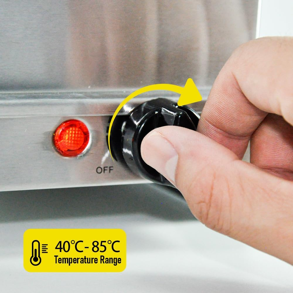 ALSTON Food Warmer Buffet Electric Server Variable Temperature Control Stainless Steel 2.5L X3 Tray Bain Marie with Lid for Catering Party Banquet Dining