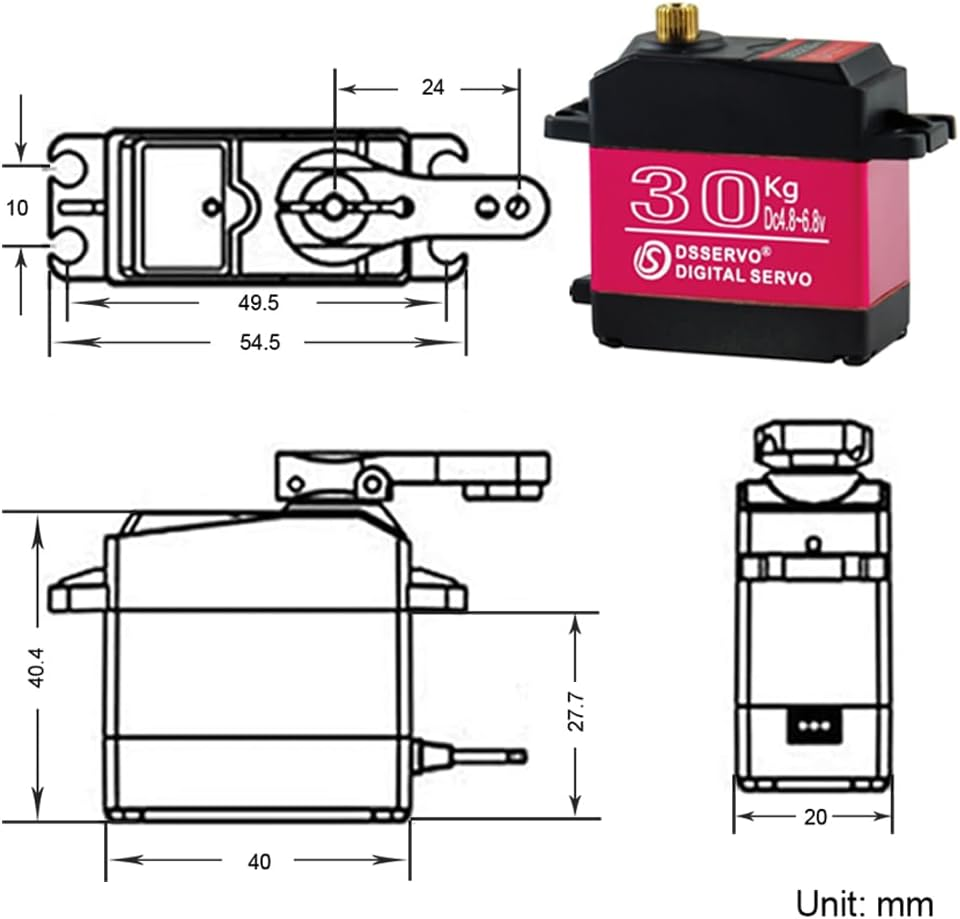 2PCS 30KG Metal Gear Digital Servo High Torque Steering Gear Servo, Waterproof Aluminium Case RC Servo Motor DS3230 for 1/8 1/10 1/12 RC Cars (Control Angle 270&deg;)