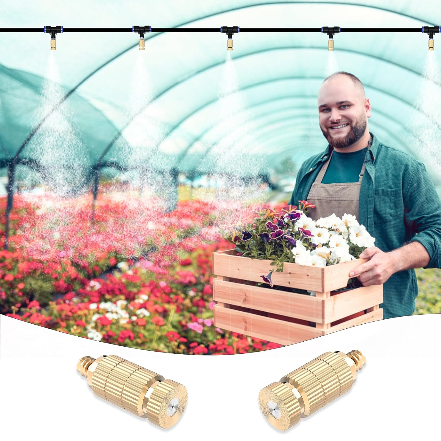 Brass Anti-Drip Fogging Spray Head Outdoor Cooling System, 0.012" Orifice (0.3Mm) 10/24 UNC Thread Misting Nozzle, 20 Pcs image number 6