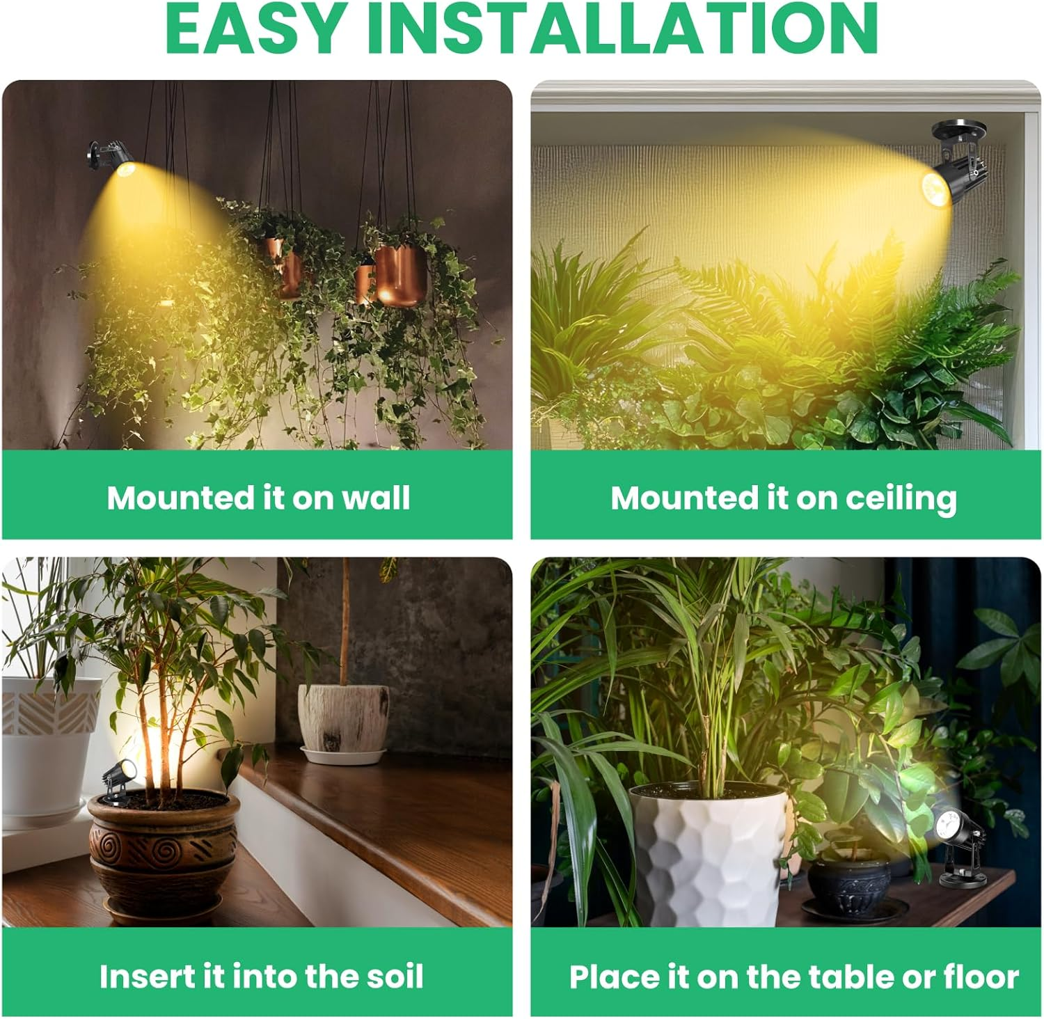 Tobebright LED Spotlight Plant, 5W USB Spotlight Plant Uplights Indoor, 3 Color Lighting Modes & Switch Timer, LED Spotlight Indoor Accent Lighting for Landscape/Artwork, 2 Packs image number 4