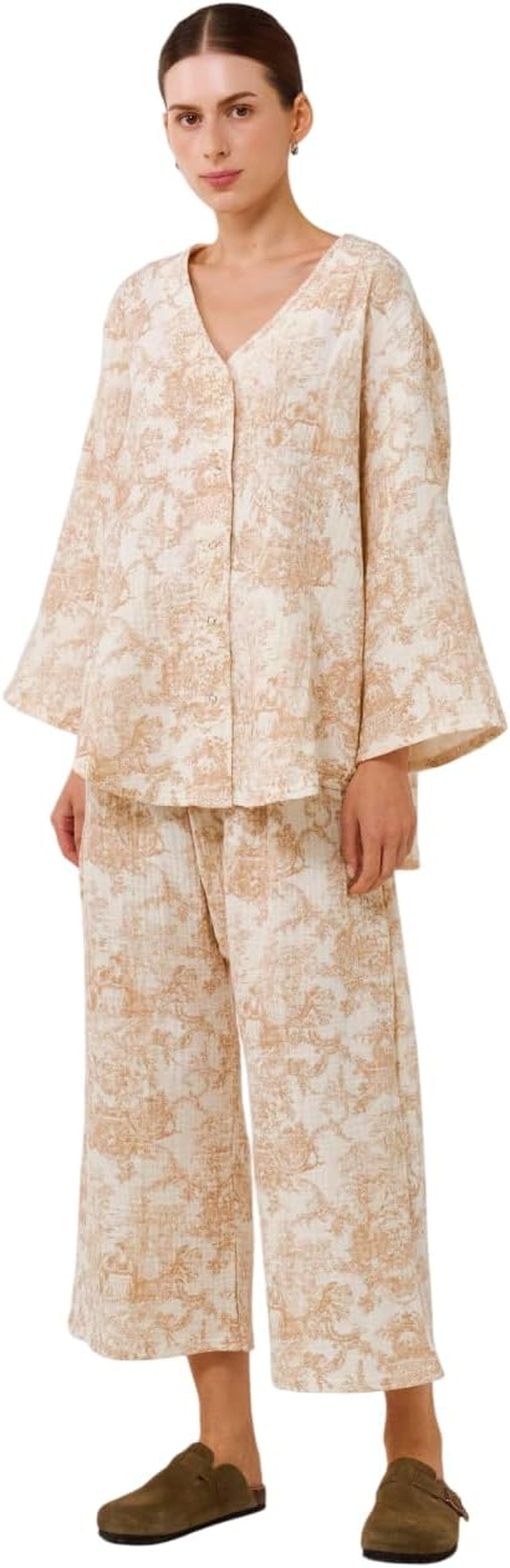 NOTHING FITS but Muslin Gauze Nursing Set, Postpartum Nursing Pajamas Set, Soft Pjs Sleepwear Maternity Loungewear